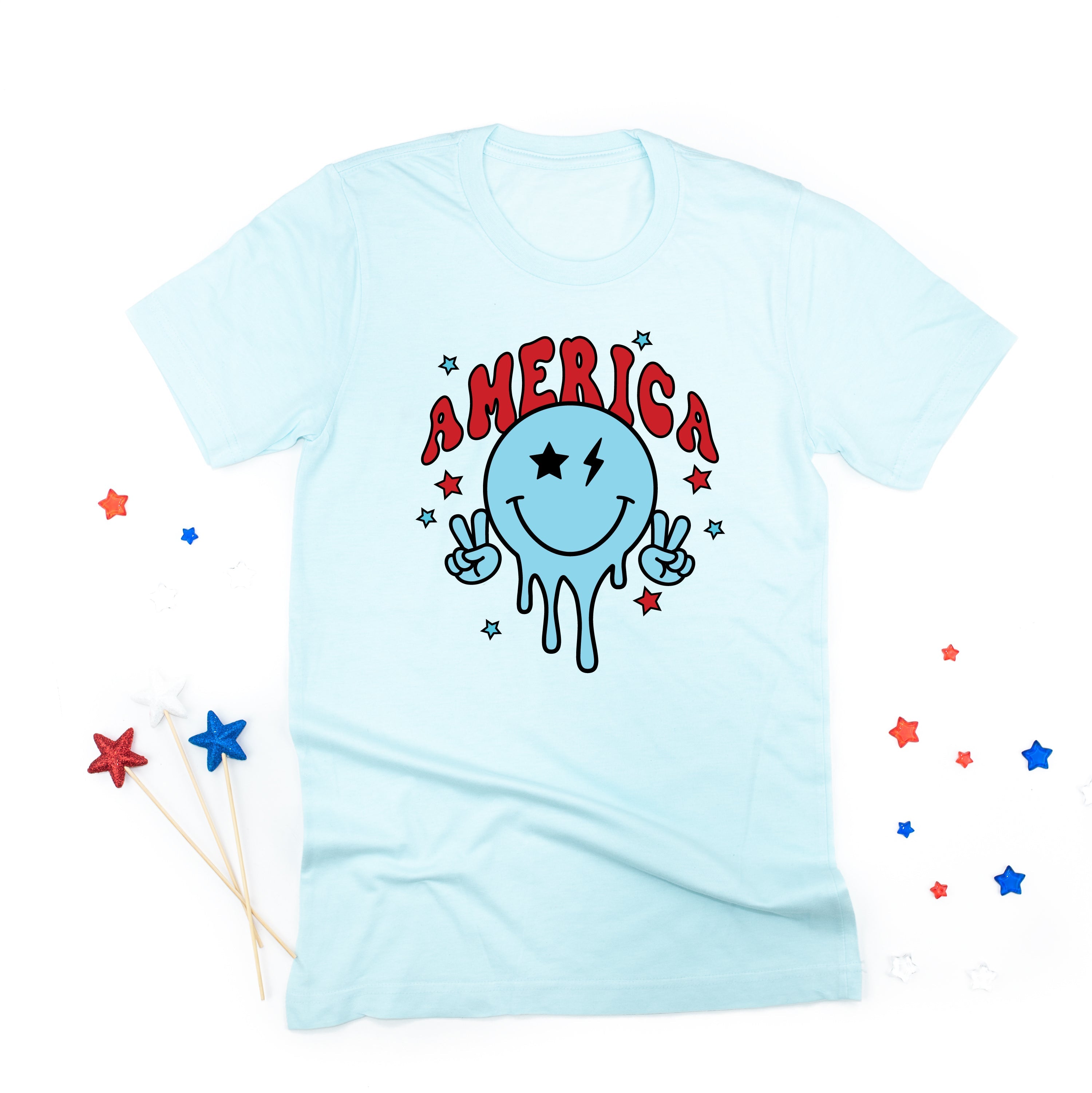 America Peace Smiley - Unisex Tee Little Mama Shirt Shop