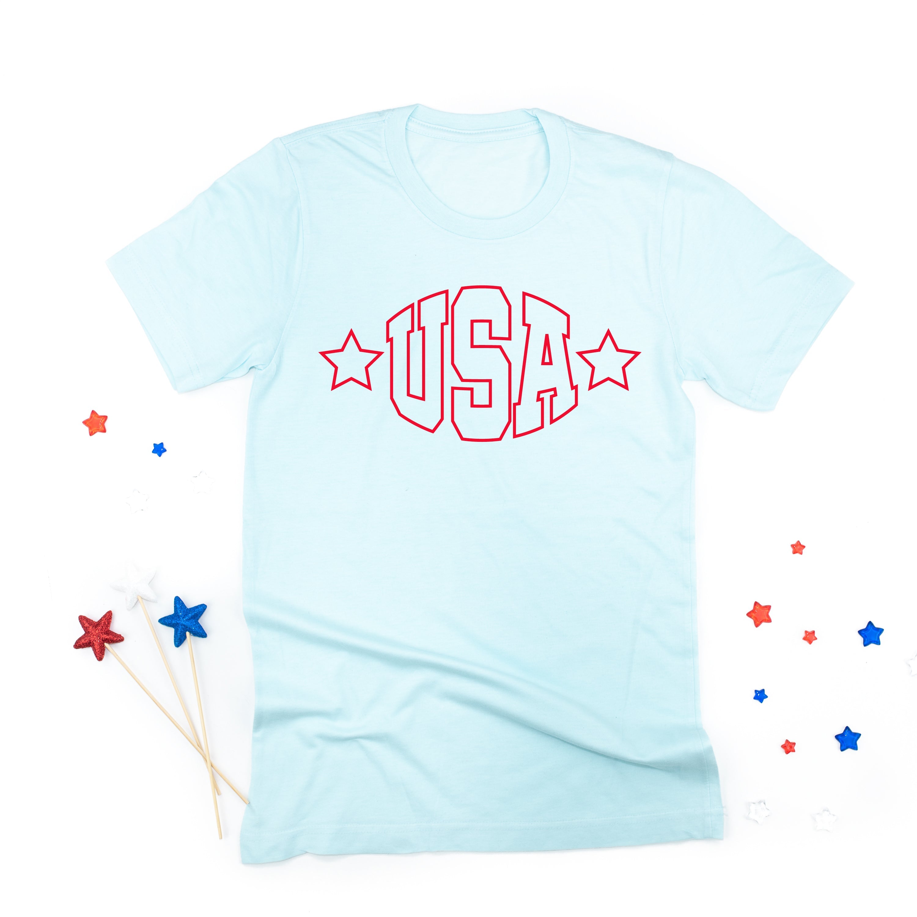 USA - Hollow Font - Unisex Tee Little Mama Shirt Shop