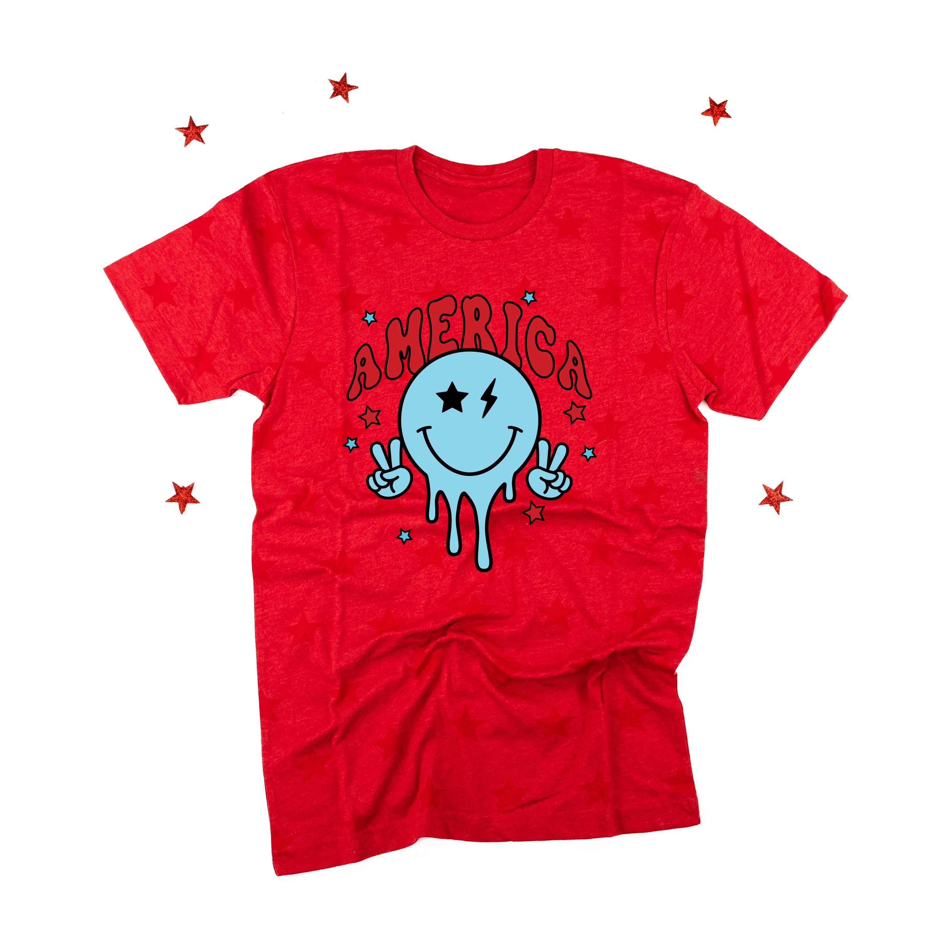 America Peace Smiley - Unisex STAR Tee Little Mama Shirt Shop