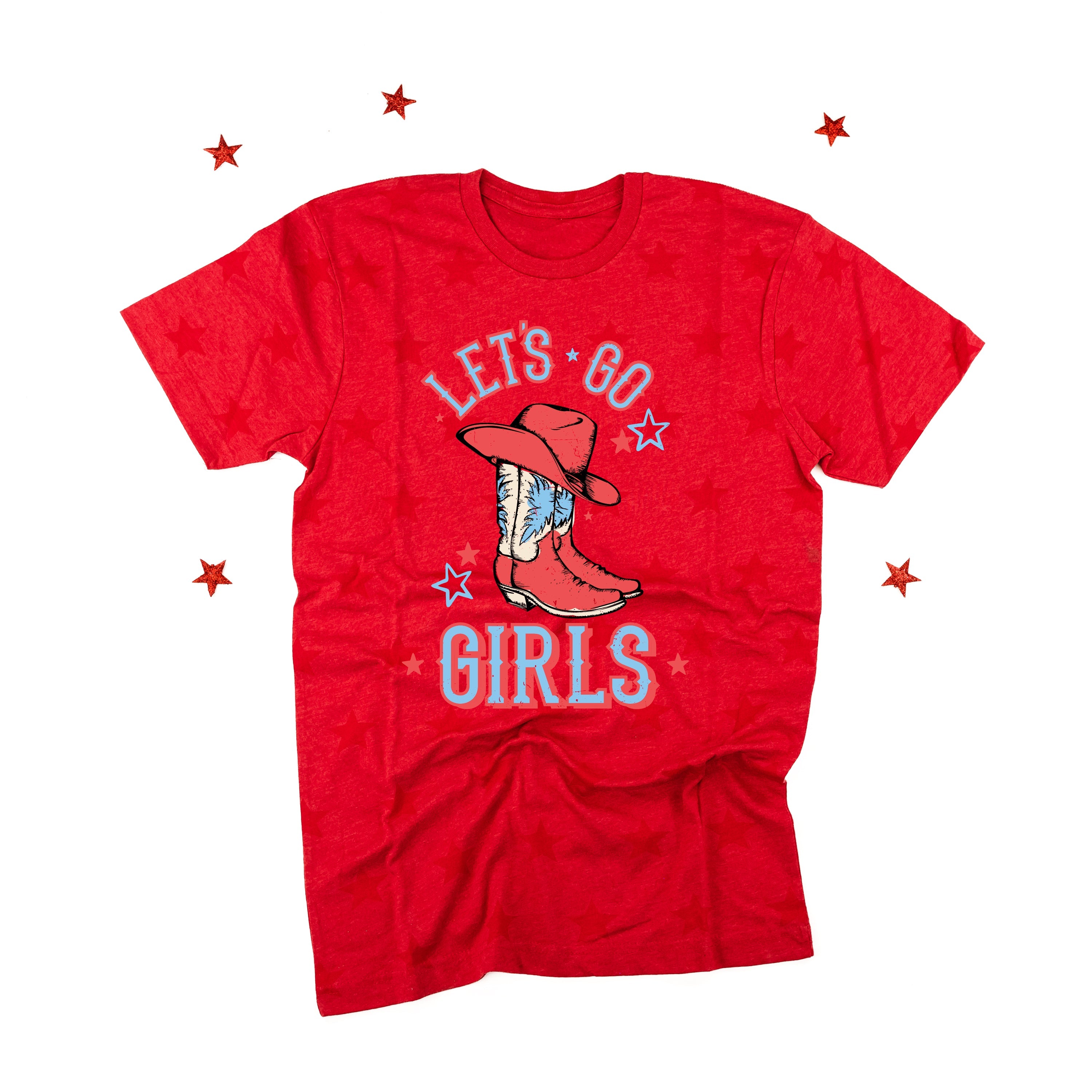Patriotic Cowgirl - Let's Go Girls - Unisex STAR Tee Little Mama Shirt Shop