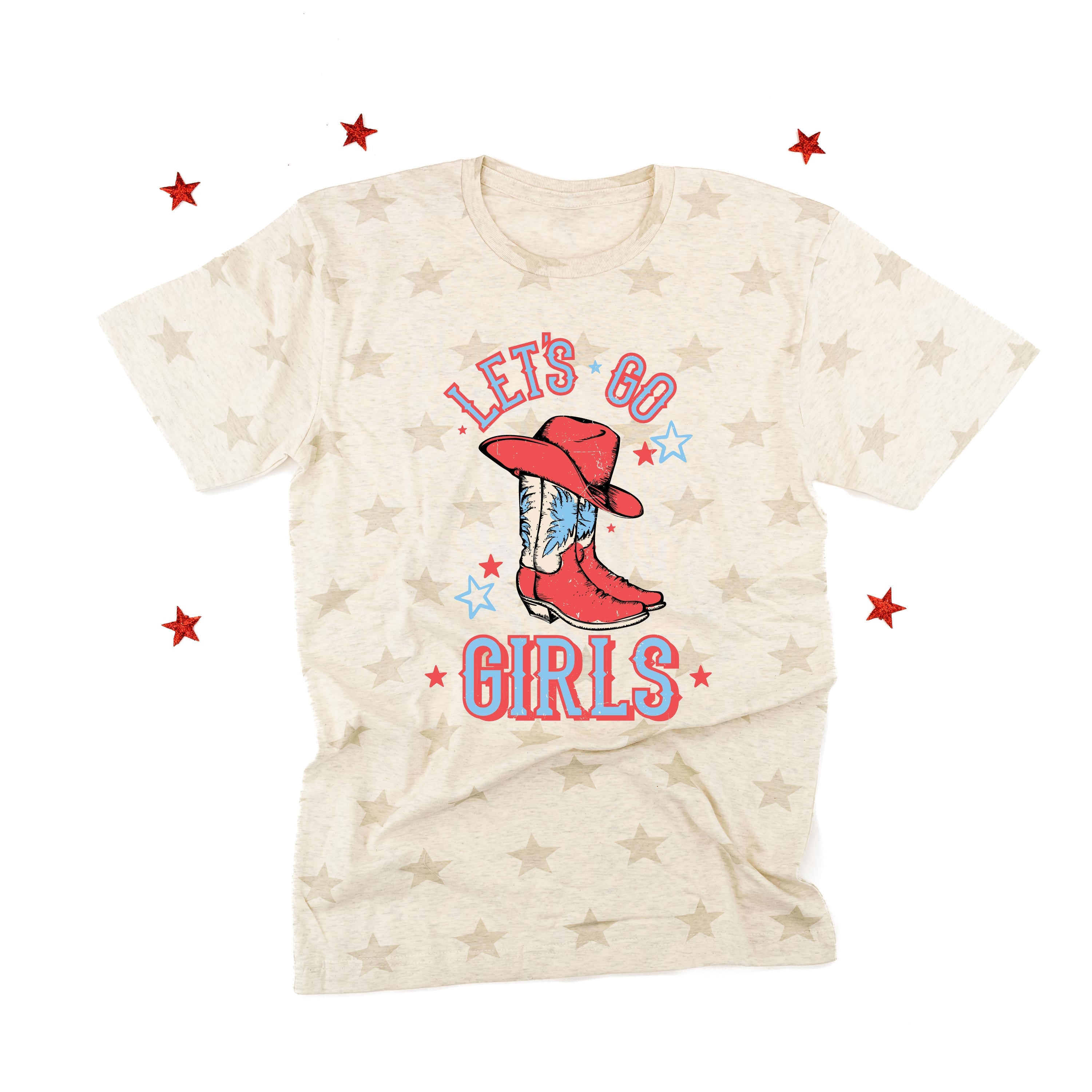 Patriotic Cowgirl - Let's Go Girls - Unisex STAR Tee Little Mama Shirt Shop