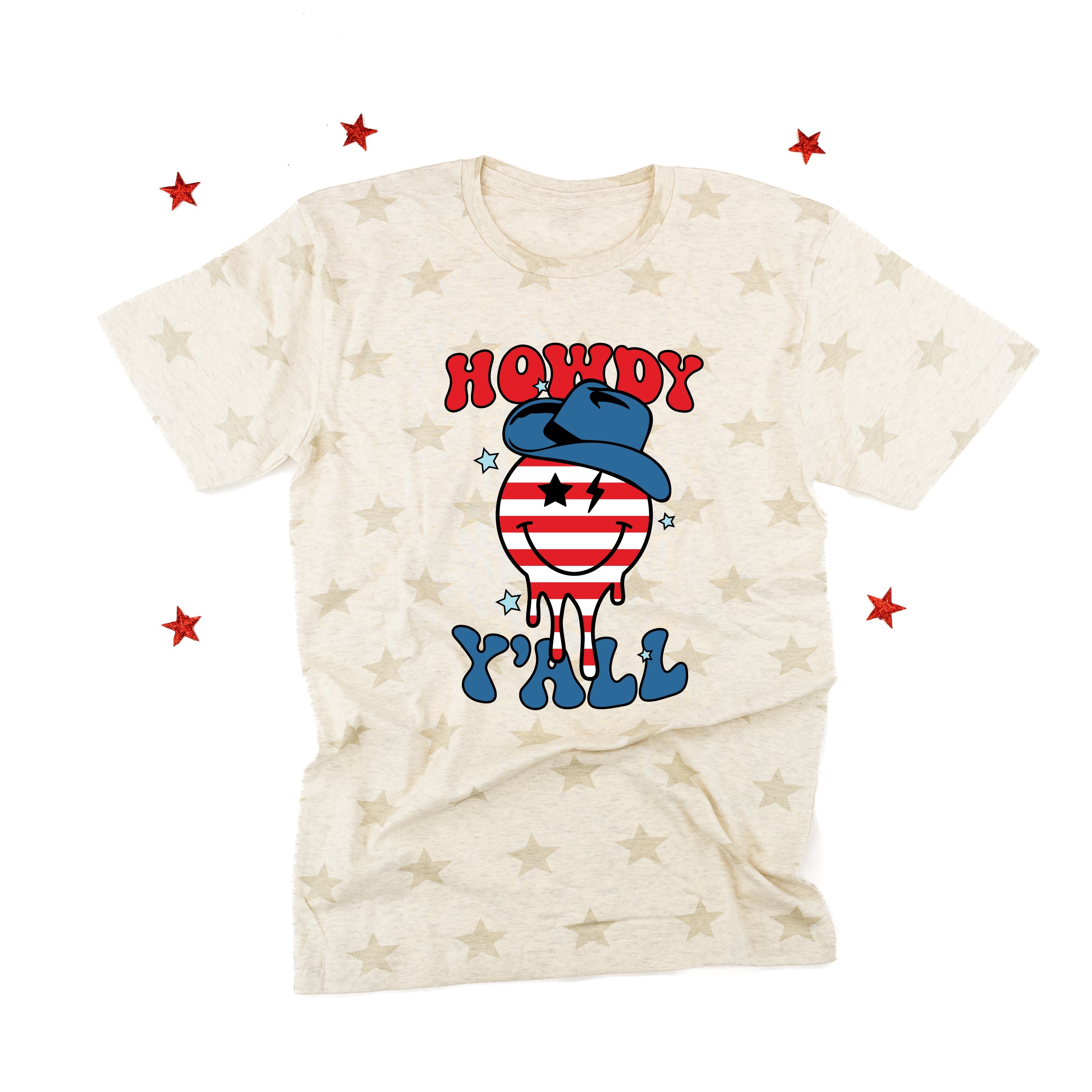 Howdy Y'all - Cowboy Smiley - Unisex STAR Tee Little Mama Shirt Shop