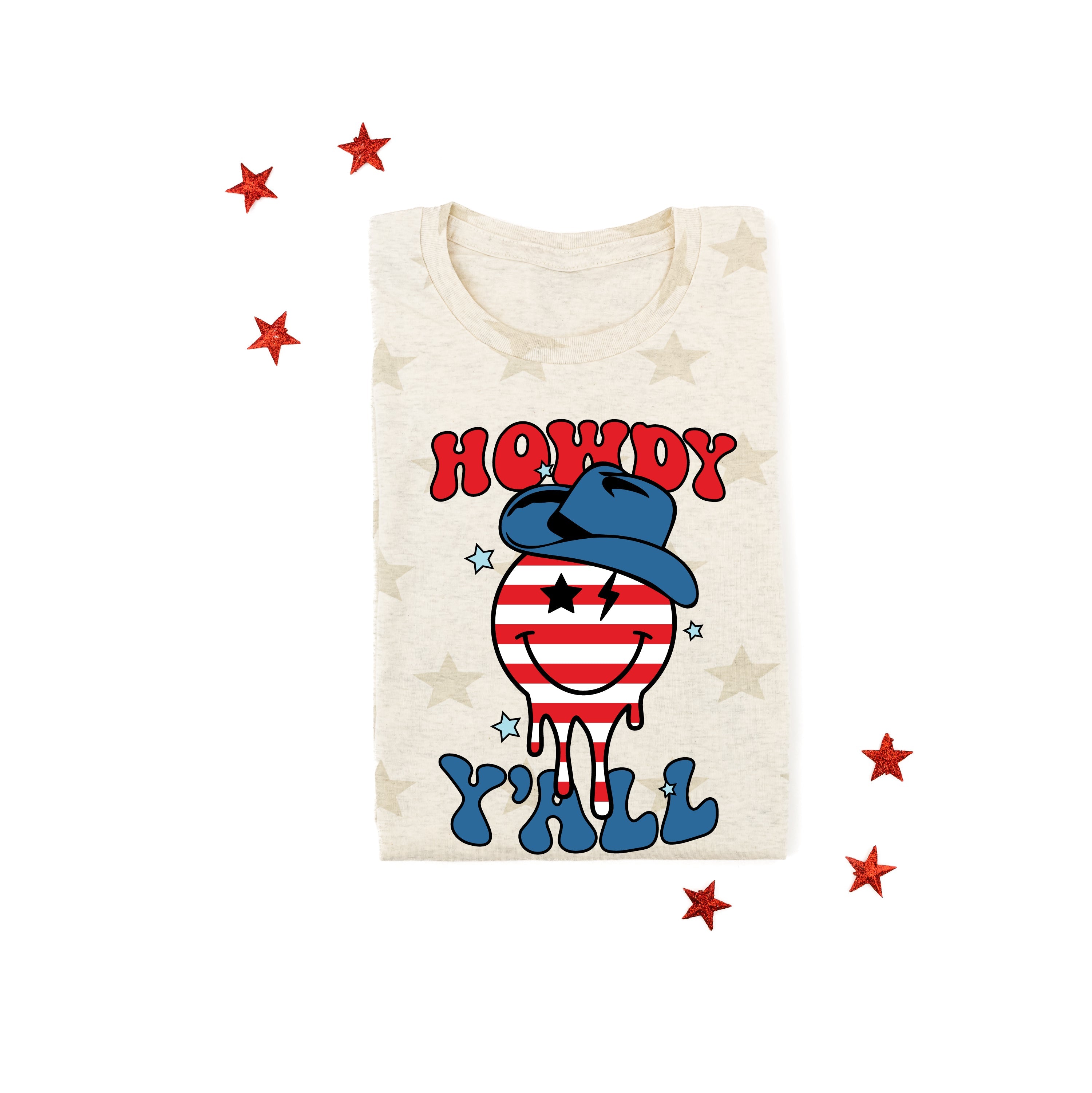 Howdy Y'all - Cowboy Smiley - Unisex STAR Tee Little Mama Shirt Shop