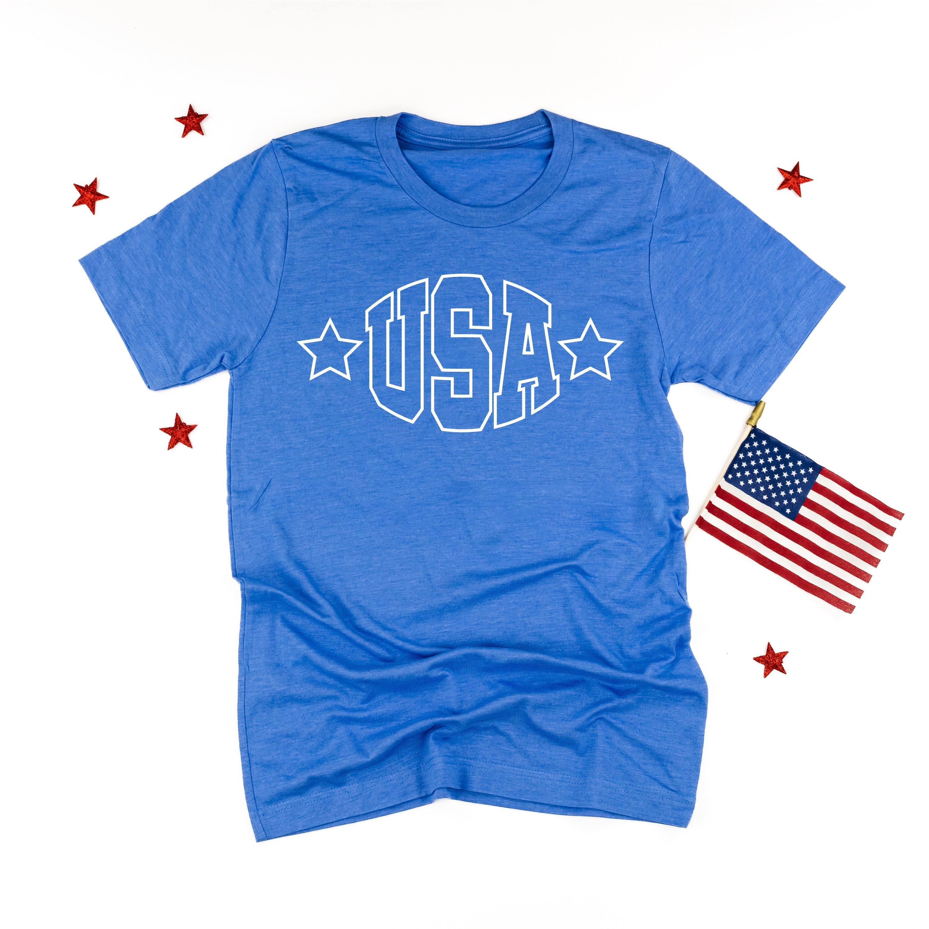 USA - Hollow Font - Unisex Tee Little Mama Shirt Shop