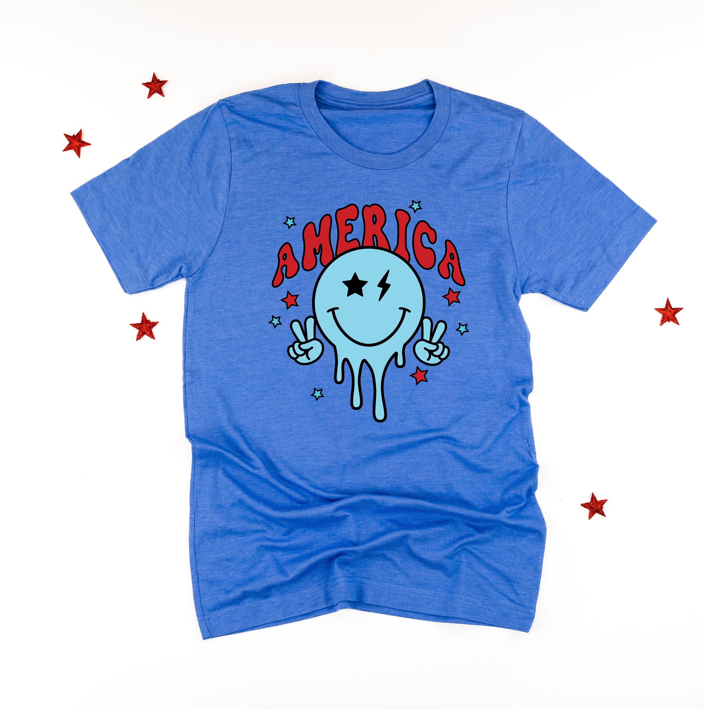 America Peace Smiley - Unisex Tee Little Mama Shirt Shop