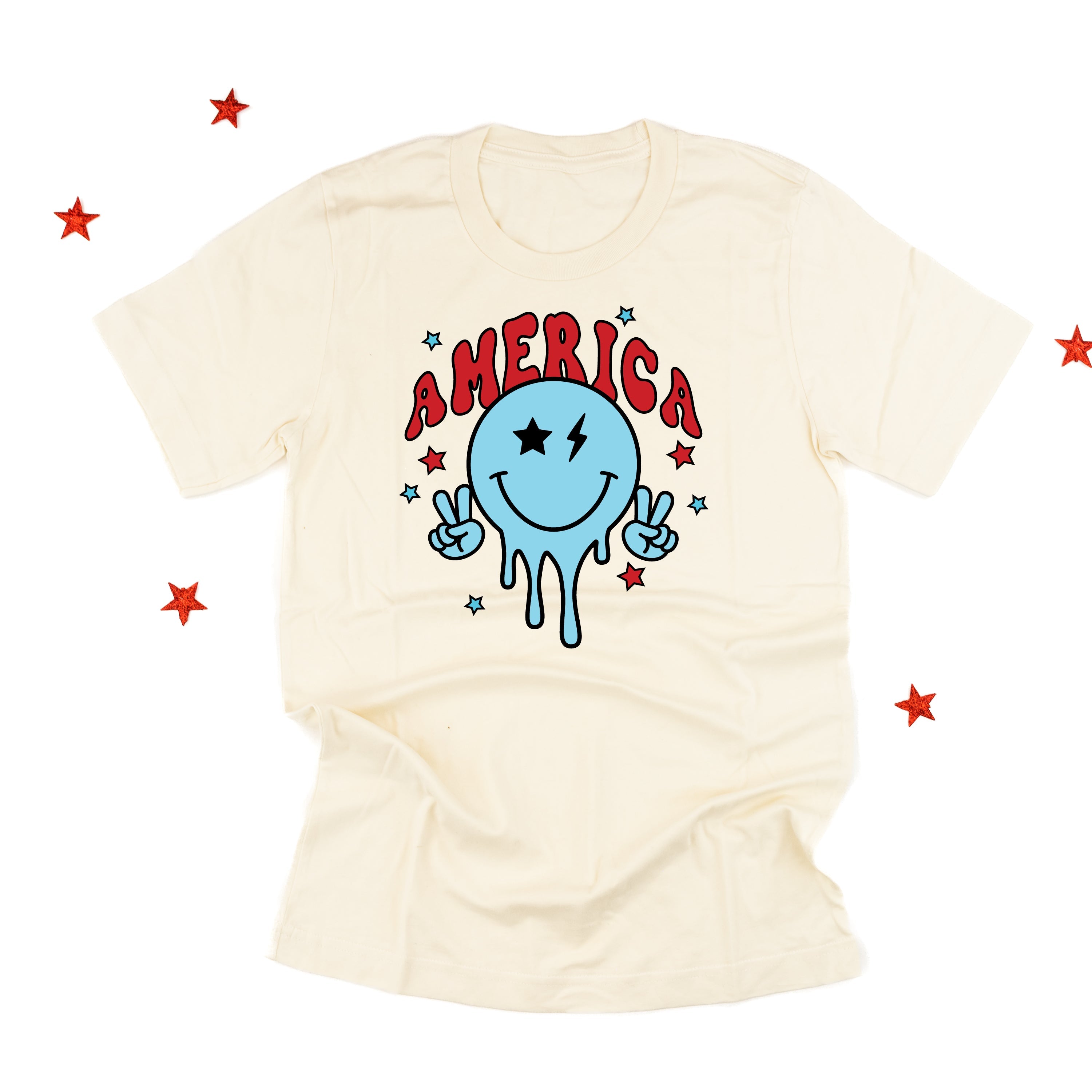 America Peace Smiley - Unisex Tee Little Mama Shirt Shop