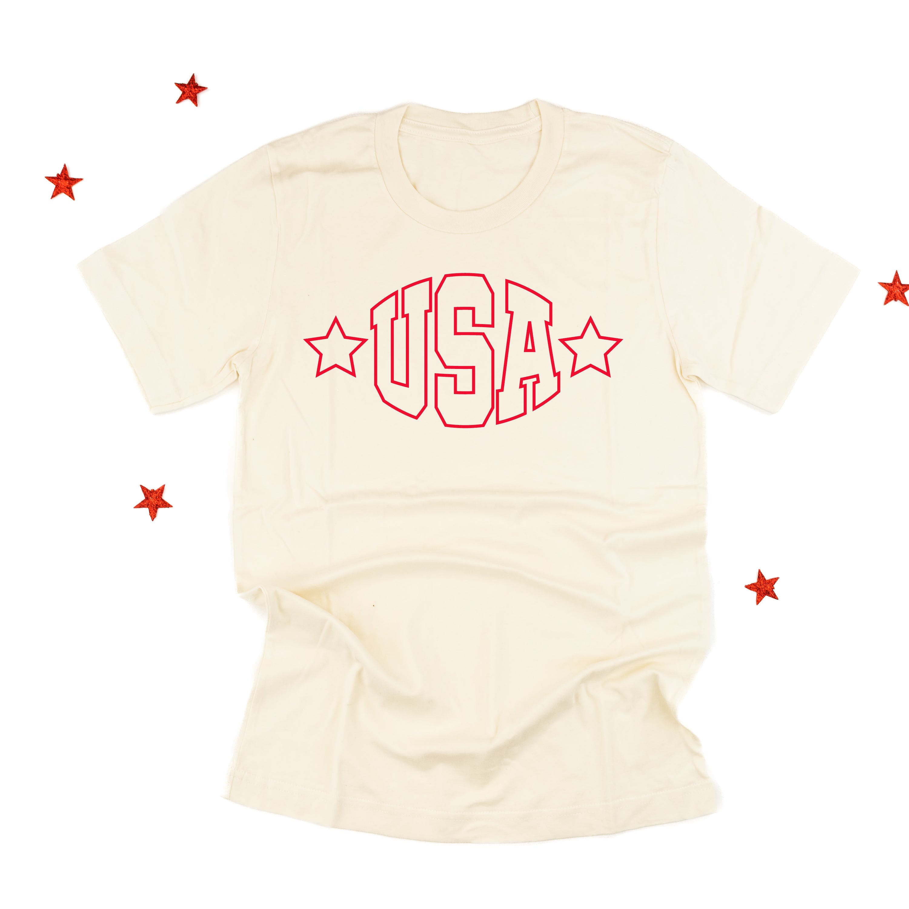 USA - Hollow Font - Unisex Tee Little Mama Shirt Shop