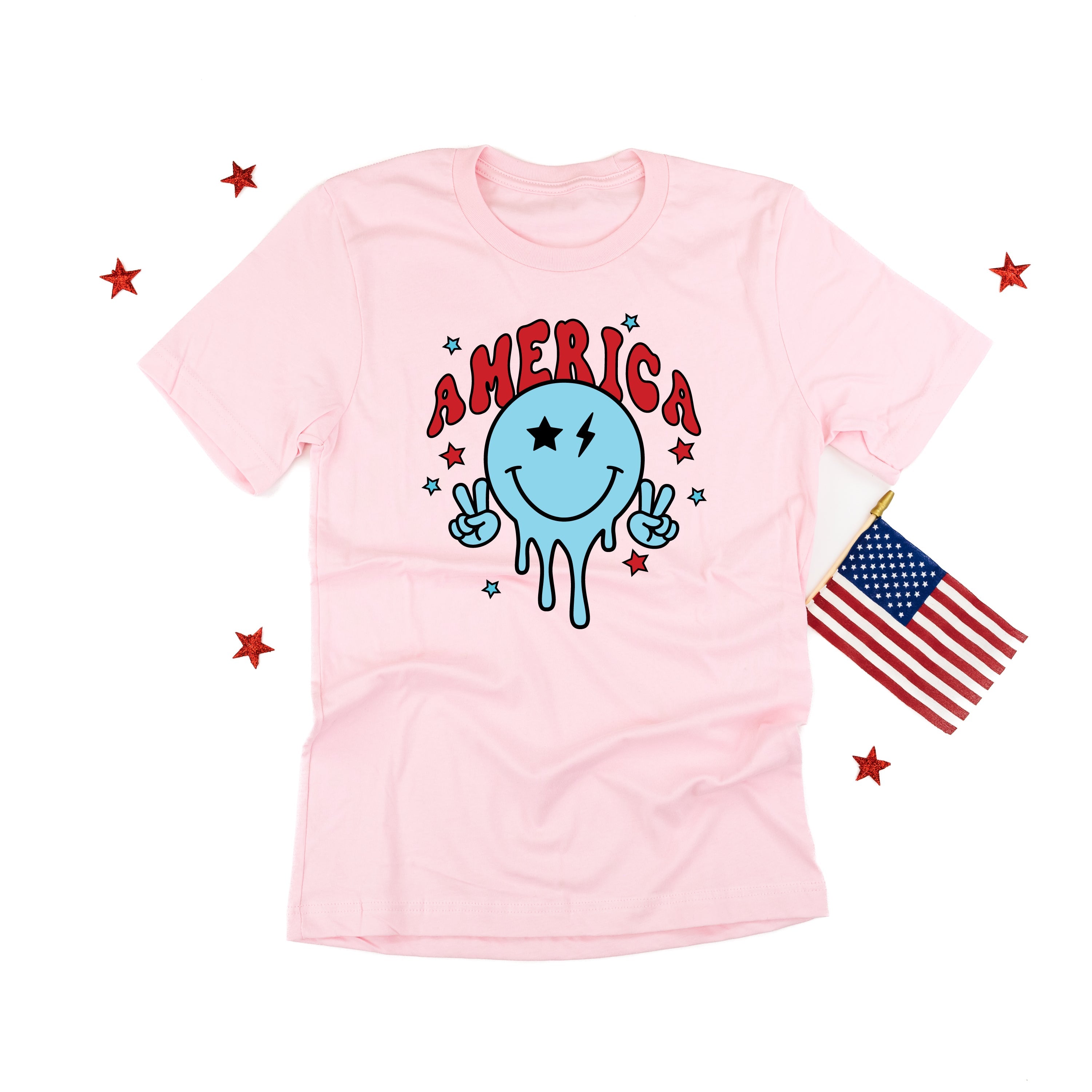 America Peace Smiley - Unisex Tee Little Mama Shirt Shop