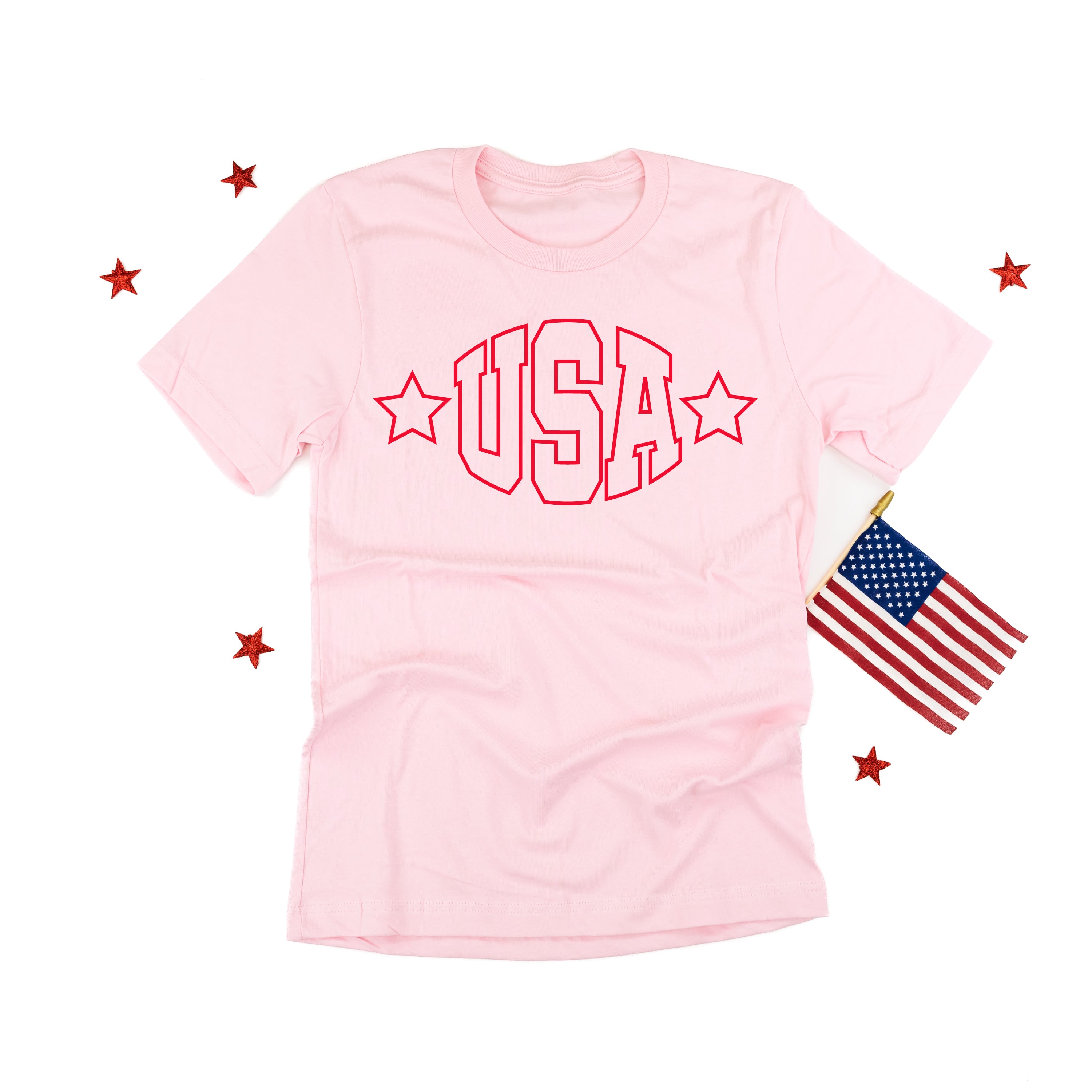 USA - Hollow Font - Unisex Tee Little Mama Shirt Shop