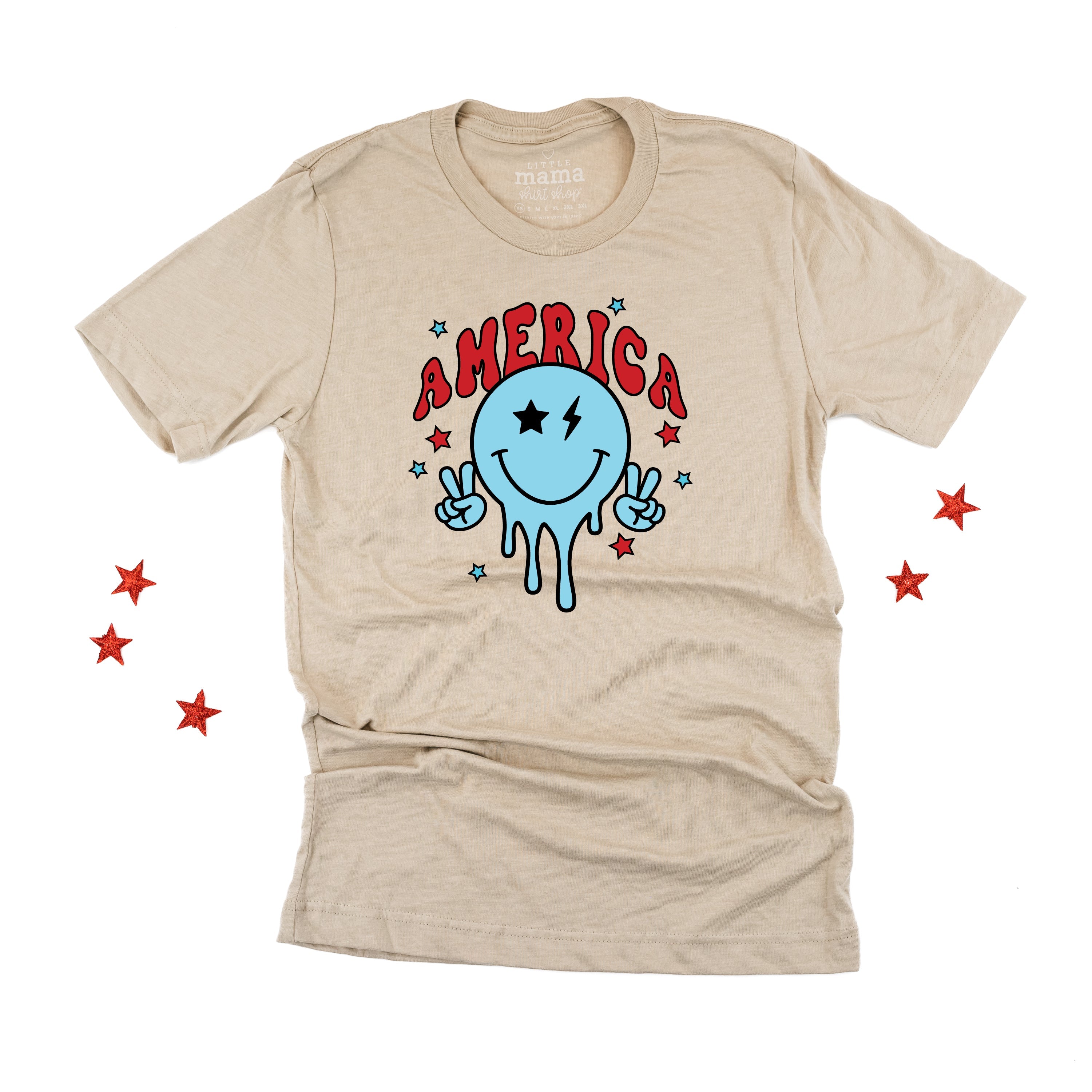 America Peace Smiley - Unisex Tee Little Mama Shirt Shop