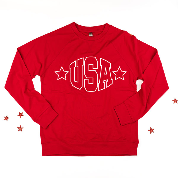 USA - Hollow Font - Lightweight Pullover Sweater