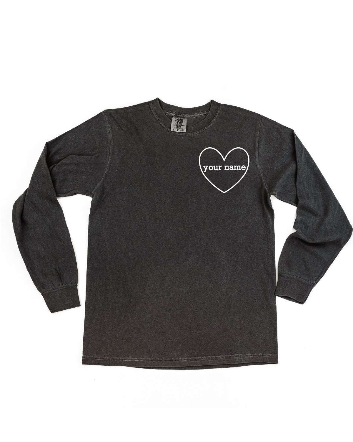 CUSTOM NAME (Heart Around) - PERSONALIZE IT! - LONG SLEEVE Comfort Colors Tee Little Mama Shirt Shop