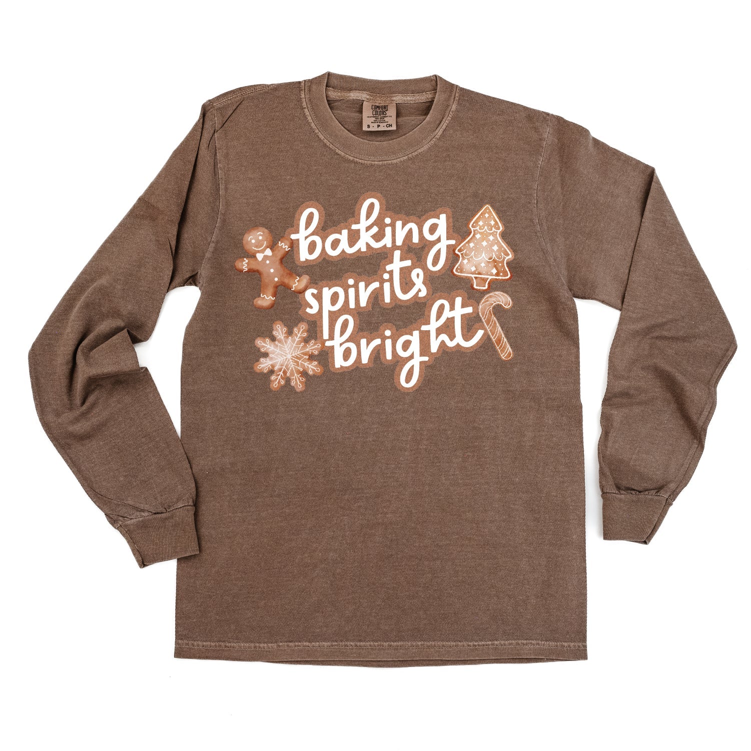 Baking Spirits Bright - LONG SLEEVE Comfort Colors Tee Little Mama Shirt Shop