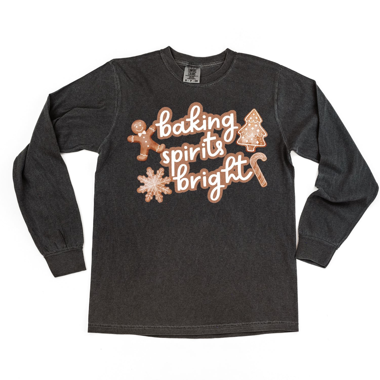 Baking Spirits Bright - LONG SLEEVE Comfort Colors Tee Little Mama Shirt Shop