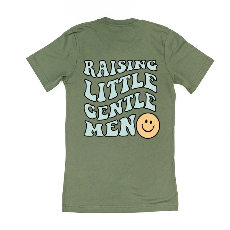 THE RETRO EDIT - Mama of Boys Smiley Pocket on Front w/ Raising Little Gentlemen (Plural) on Back - Unisex Tee