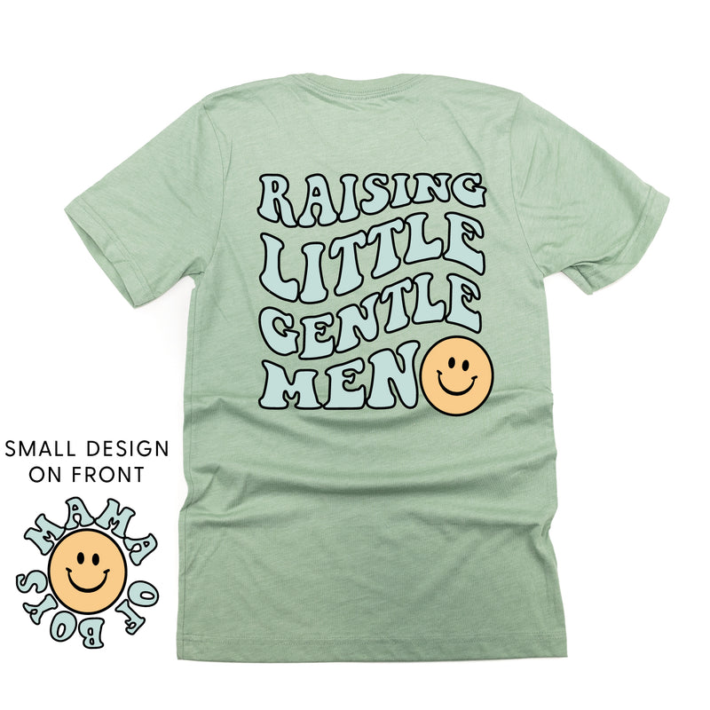 THE RETRO EDIT - Mama of Boys Smiley Pocket on Front w/ Raising Little Gentlemen (Plural) on Back - Unisex Tee