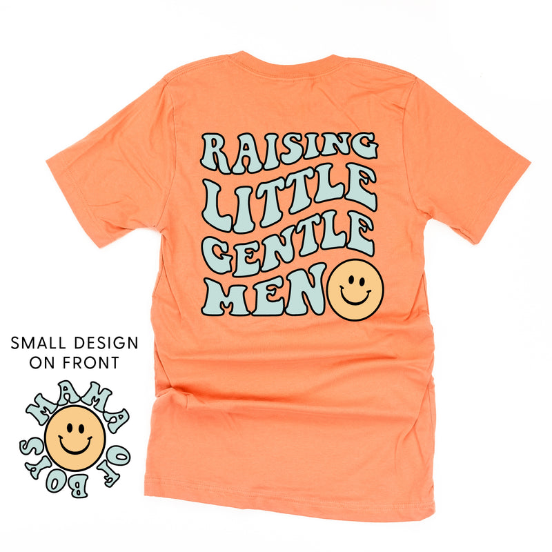 THE RETRO EDIT - Mama of Boys Smiley Pocket on Front w/ Raising Little Gentlemen (Plural) on Back - Unisex Tee