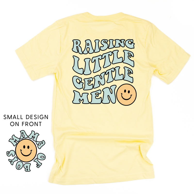 THE RETRO EDIT - Mama of Boys Smiley Pocket on Front w/ Raising Little Gentlemen (Plural) on Back - Unisex Tee