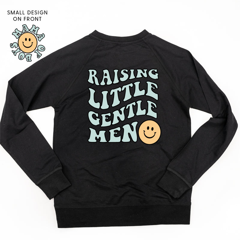THE RETRO EDIT - Mama of Boys Smiley Pocket on Front w/ Raising Little Gentlemen (Plural) on Back - Lightweight Pullover Sweater
