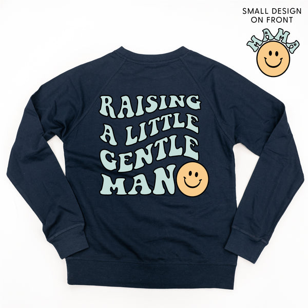 THE RETRO EDIT - Mama Smiley Pocket on Front w/ Raising a Little Gentleman (Singular) on Back - Lightweight Pullover Sweater