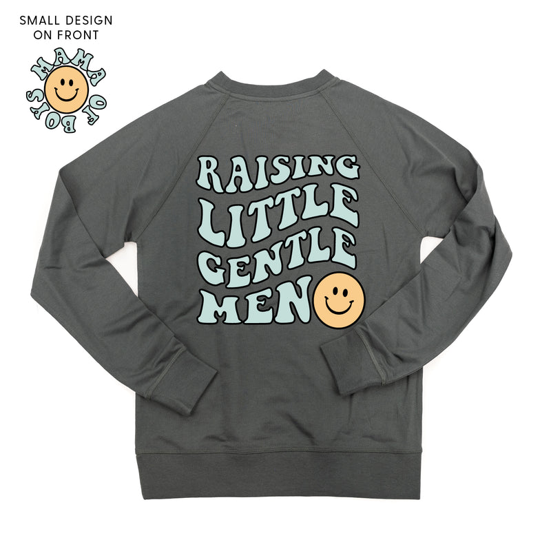 THE RETRO EDIT - Mama of Boys Smiley Pocket on Front w/ Raising Little Gentlemen (Plural) on Back - Lightweight Pullover Sweater