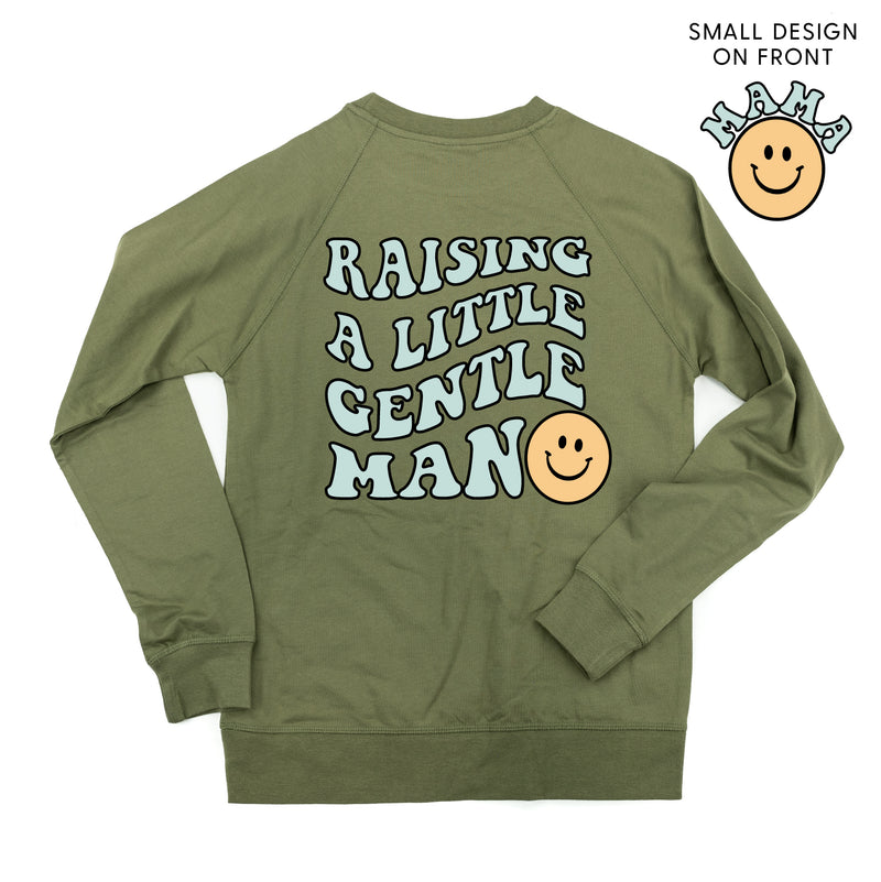 THE RETRO EDIT - Mama Smiley Pocket on Front w/ Raising a Little Gentleman (Singular) on Back - Lightweight Pullover Sweater