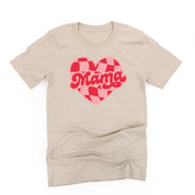 Mama - Pink & Red Checker Heart - Unisex Tee Little Mama Shirt Shop