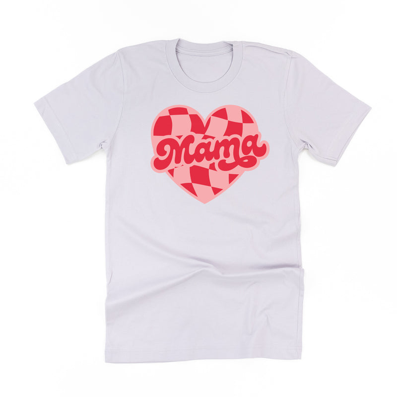 Mama - Pink & Red Checker Heart - Unisex Tee