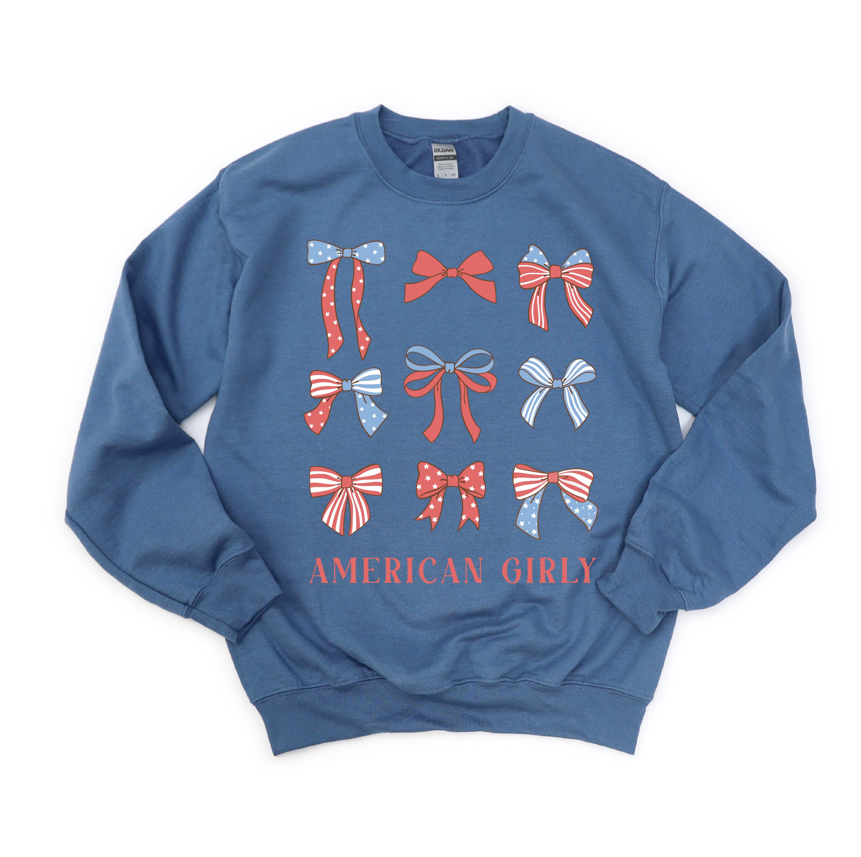 American Girly - Bows - BASIC Fleece Little Mama Shirt Shop LLC