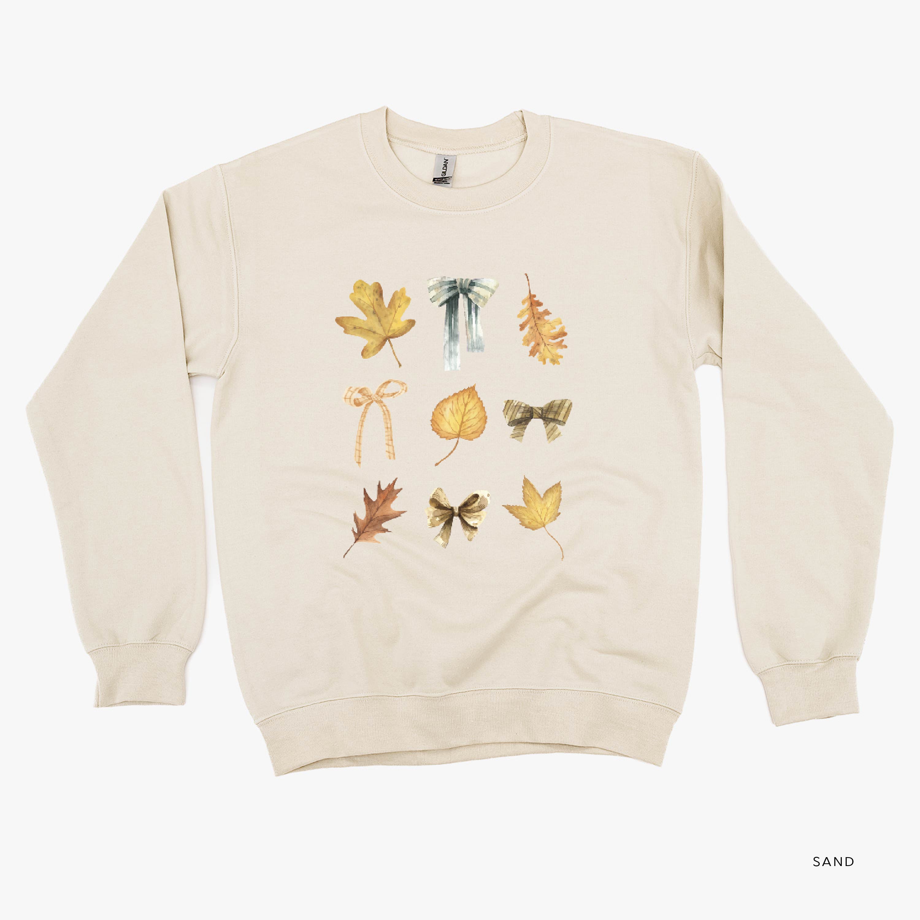 Dainty Bows and Leaves - Basic Fleece Crewneck Little Mama Shirt Shop LLC