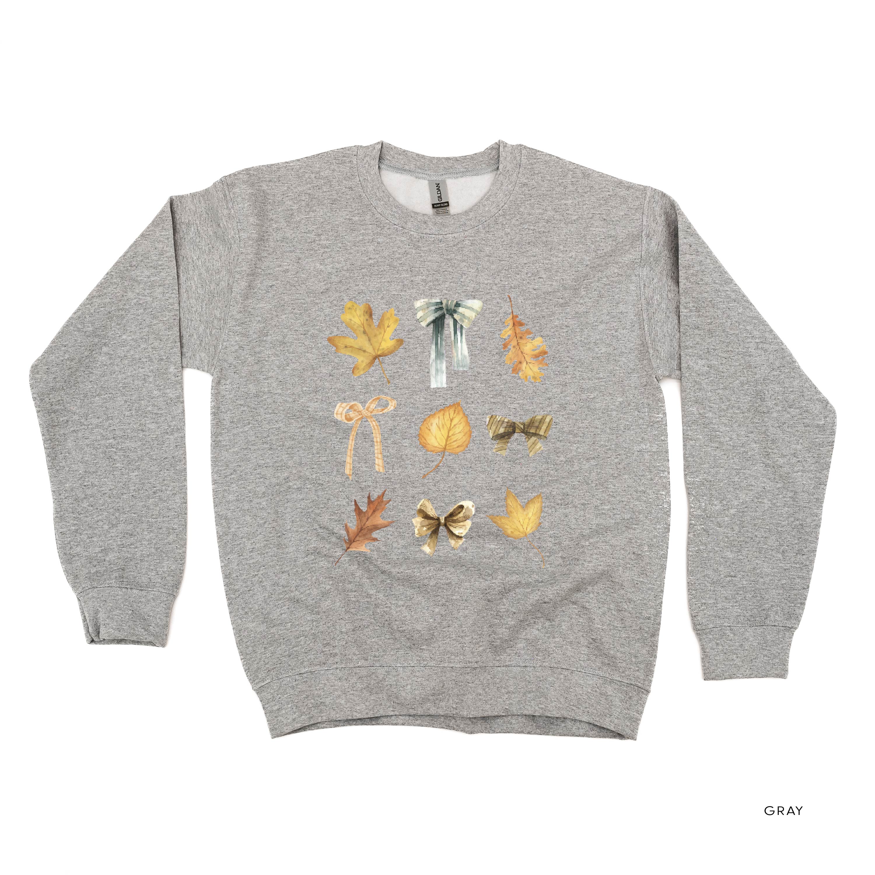Dainty Bows and Leaves - Basic Fleece Crewneck Little Mama Shirt Shop LLC