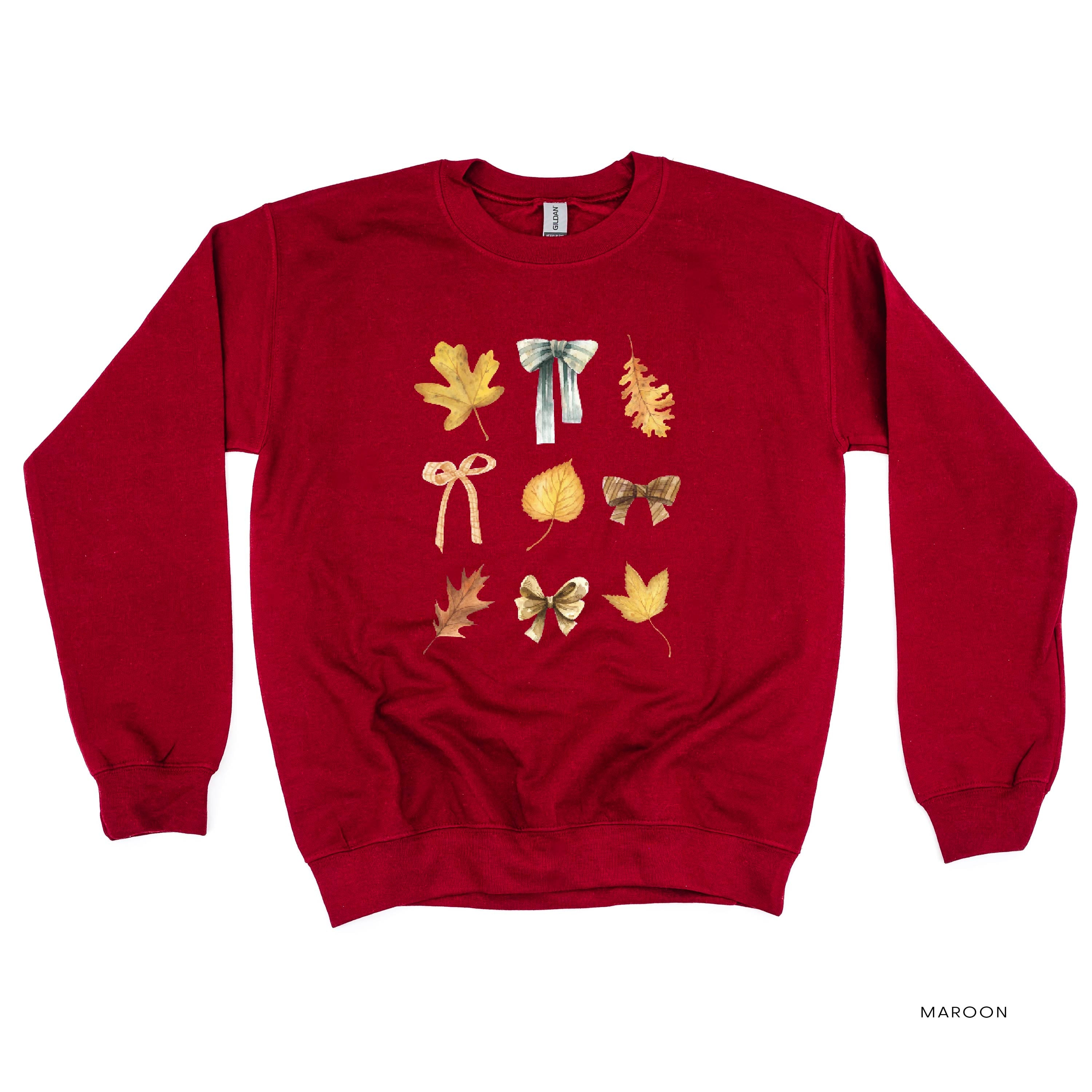 Dainty Bows and Leaves - Basic Fleece Crewneck Little Mama Shirt Shop LLC
