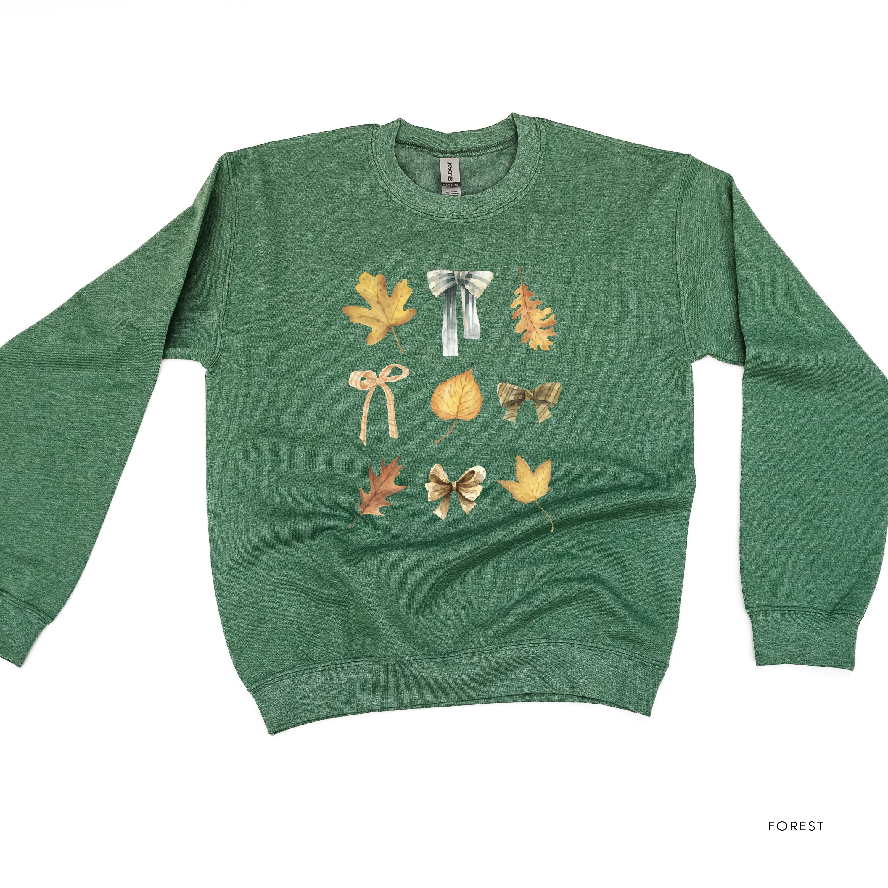 Dainty Bows and Leaves - Basic Fleece Crewneck Little Mama Shirt Shop LLC