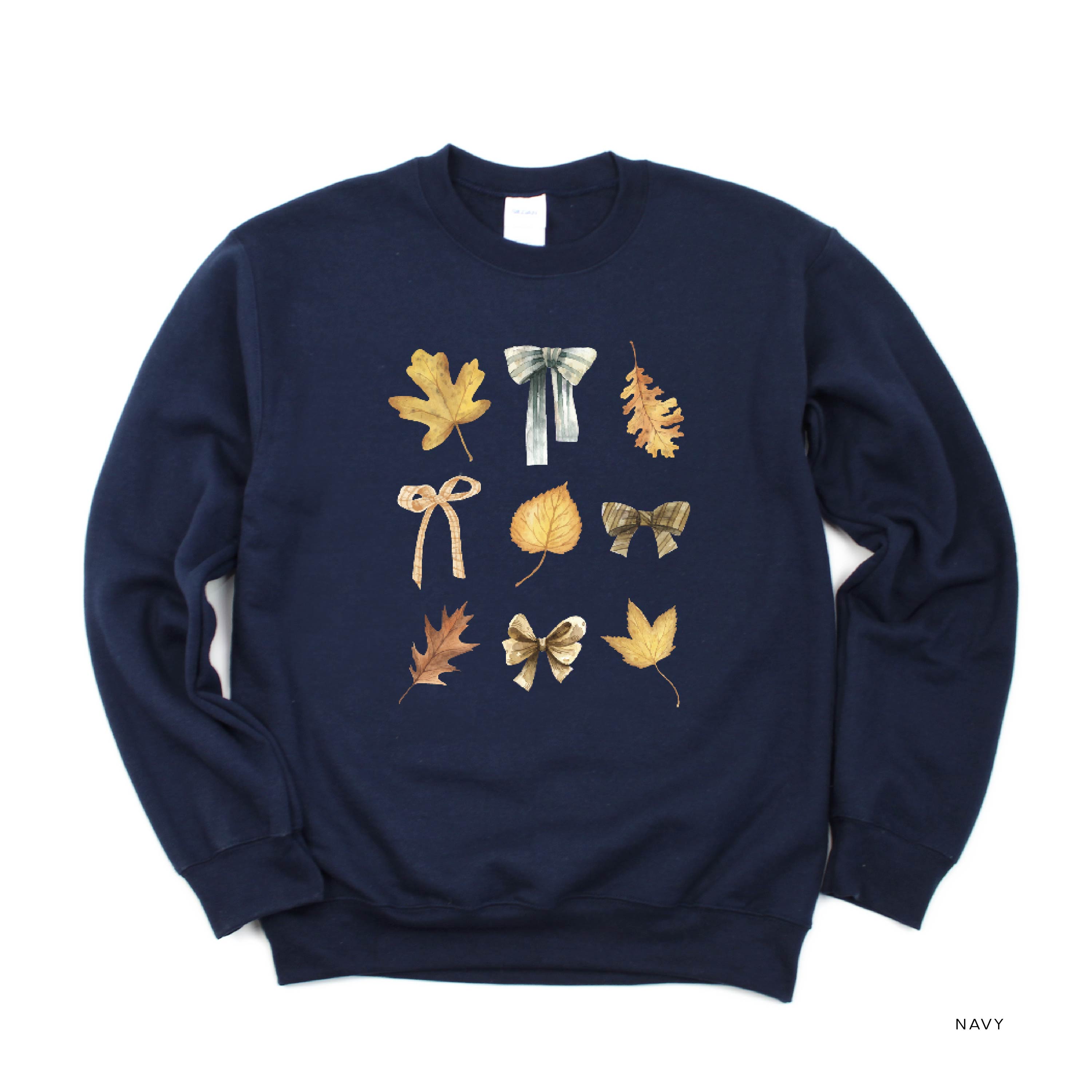 Dainty Bows and Leaves - Basic Fleece Crewneck Little Mama Shirt Shop LLC