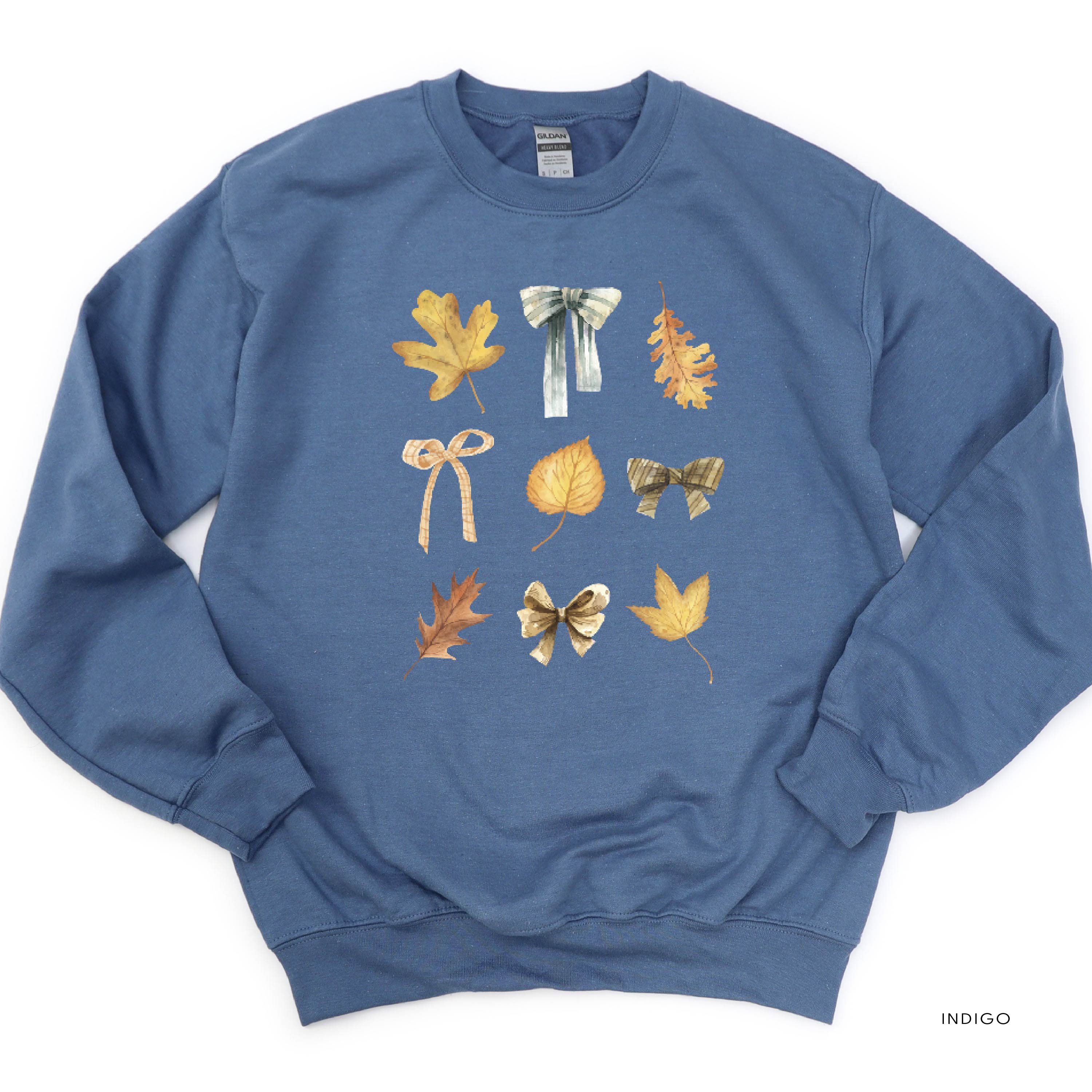 Dainty Bows and Leaves - Basic Fleece Crewneck Little Mama Shirt Shop LLC