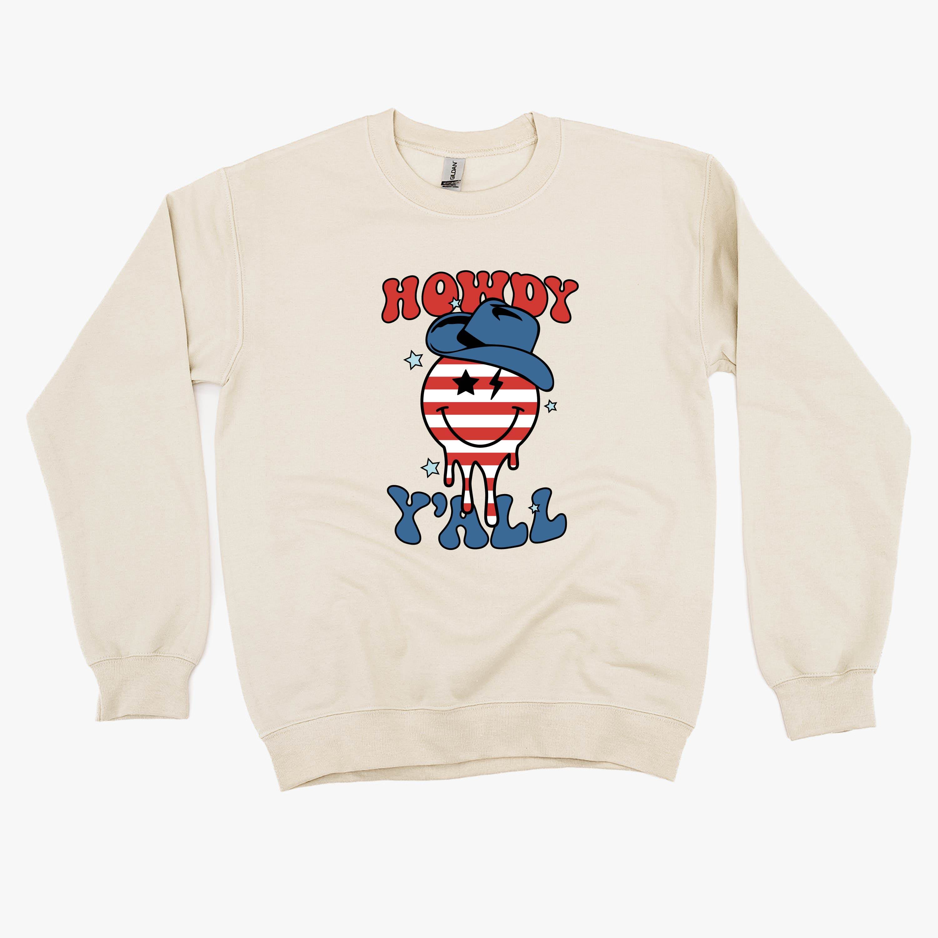 Howdy Y'all - Cowboy Smiley - BASIC Fleece Little Mama Shirt Shop LLC