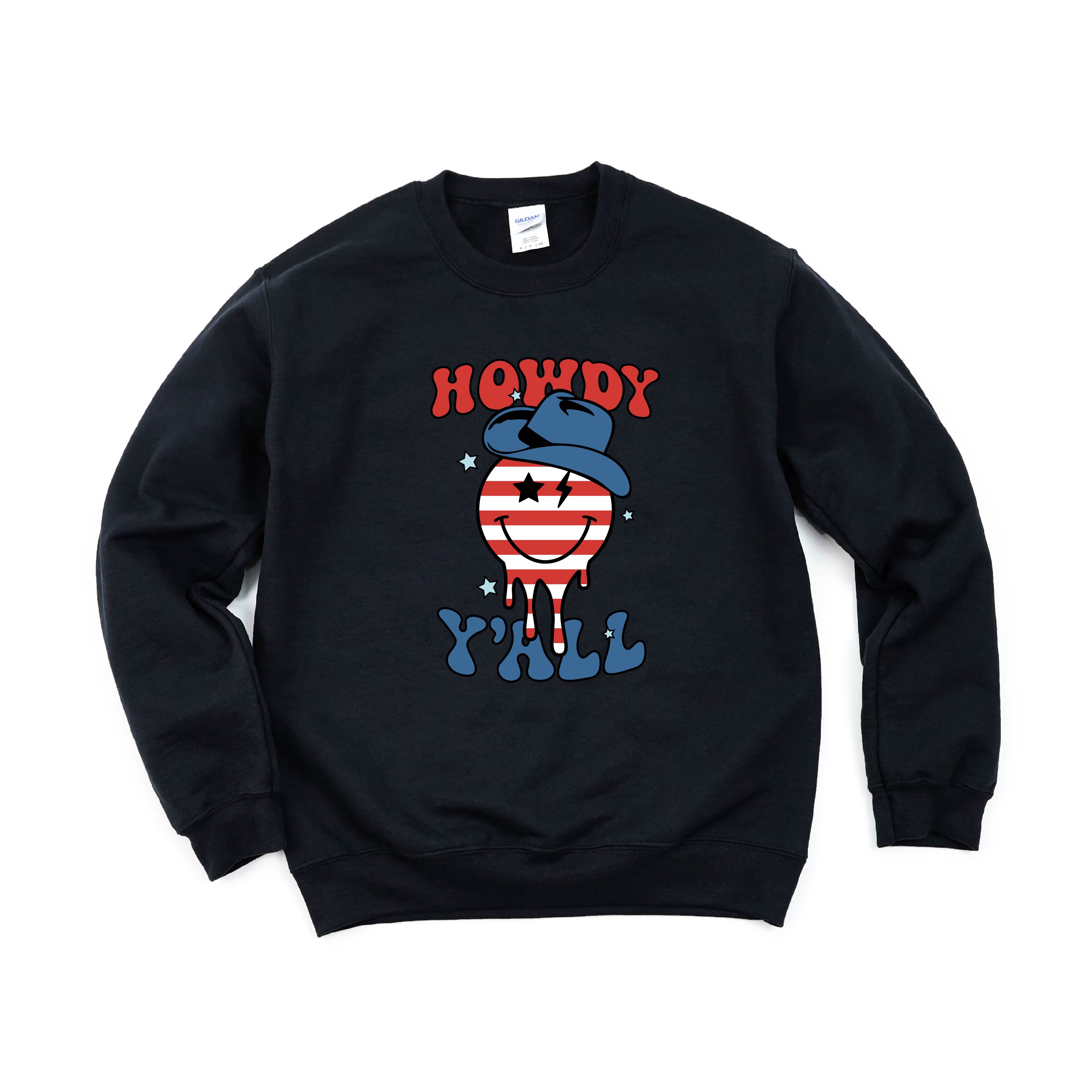 Howdy Y'all - Cowboy Smiley - BASIC Fleece Little Mama Shirt Shop LLC