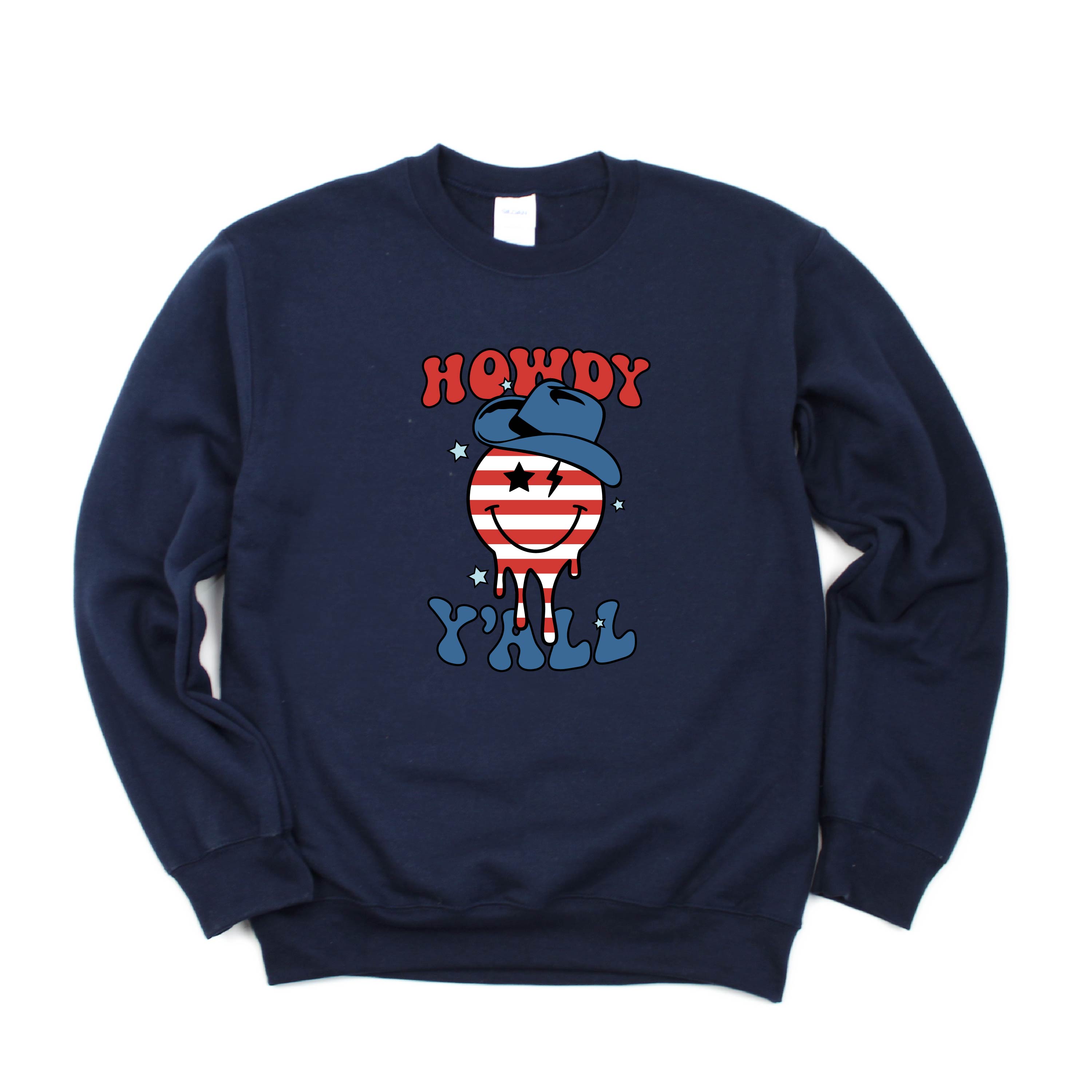 Howdy Y'all - Cowboy Smiley - BASIC Fleece Little Mama Shirt Shop LLC
