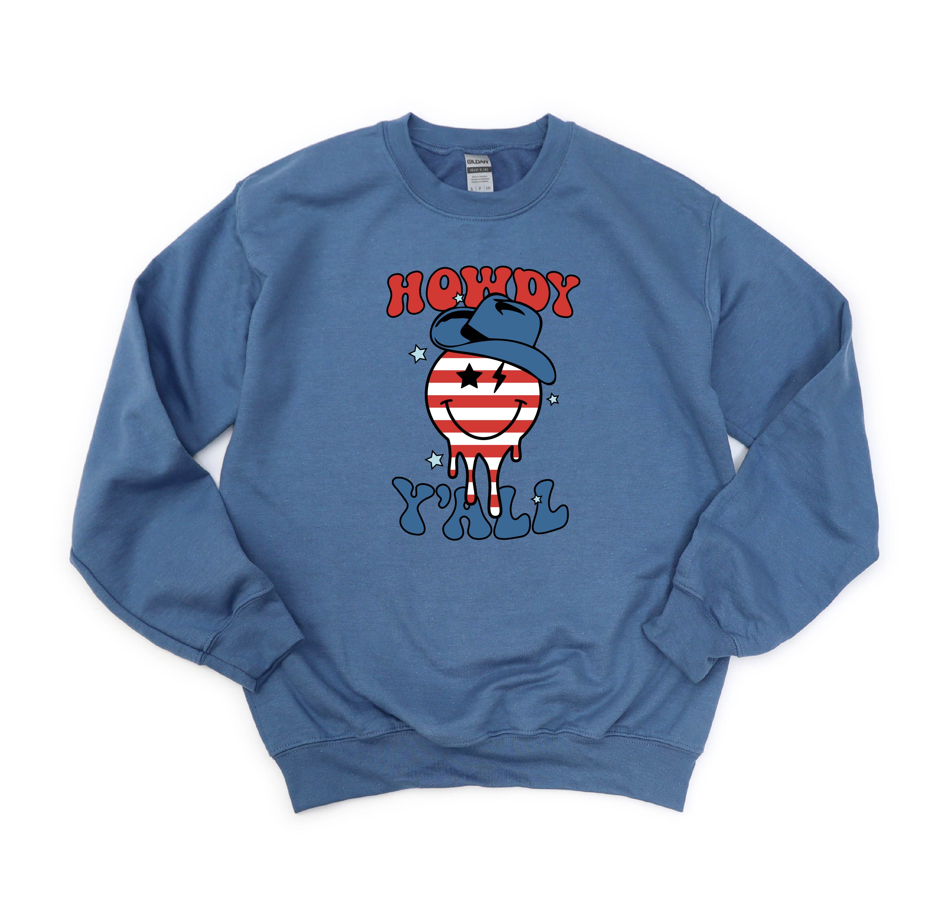 Howdy Y'all - Cowboy Smiley - BASIC Fleece Little Mama Shirt Shop LLC
