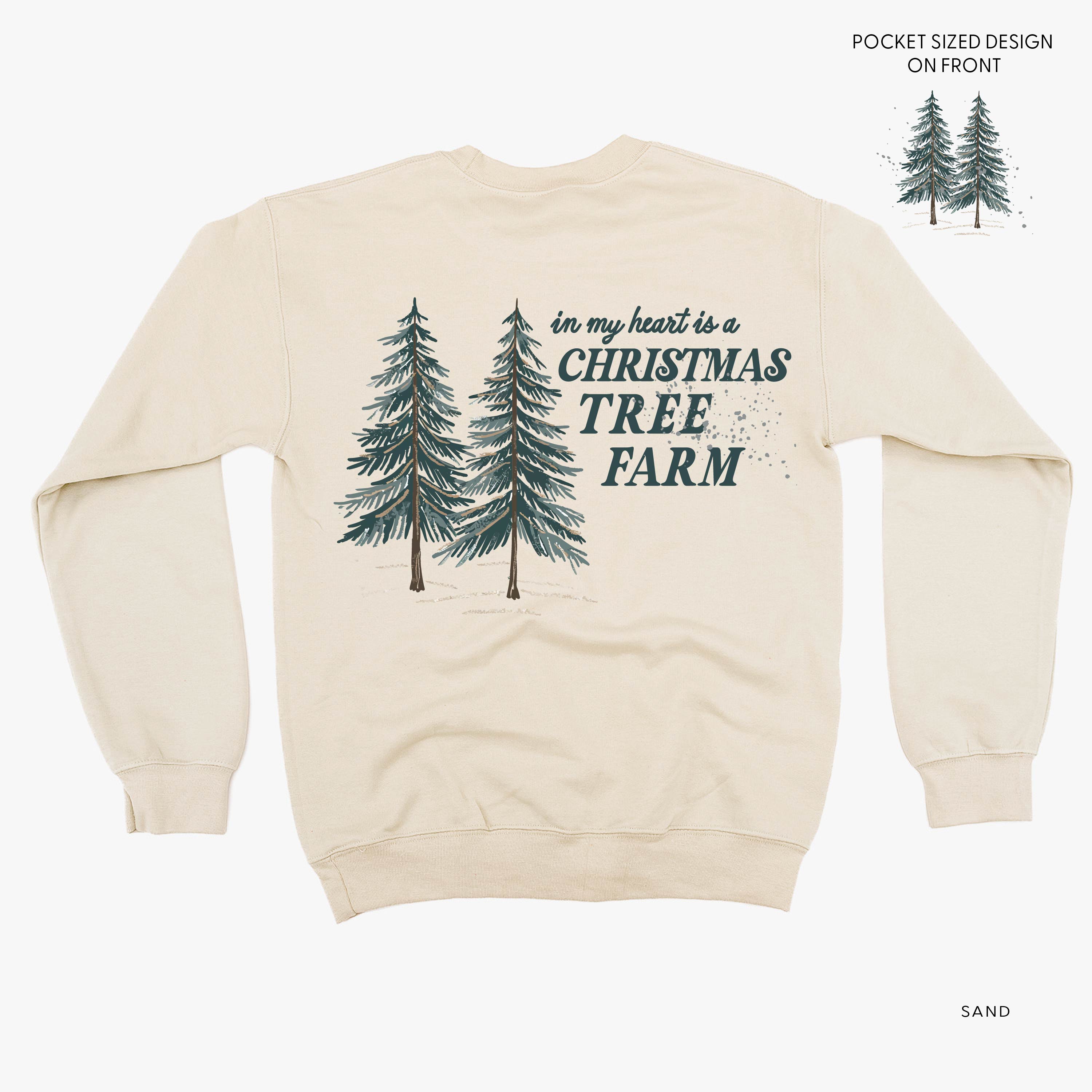 In My Heart Is A Christmas Tree Farm (pf&b) - BASIC Fleece Little Mama Shirt Shop LLC