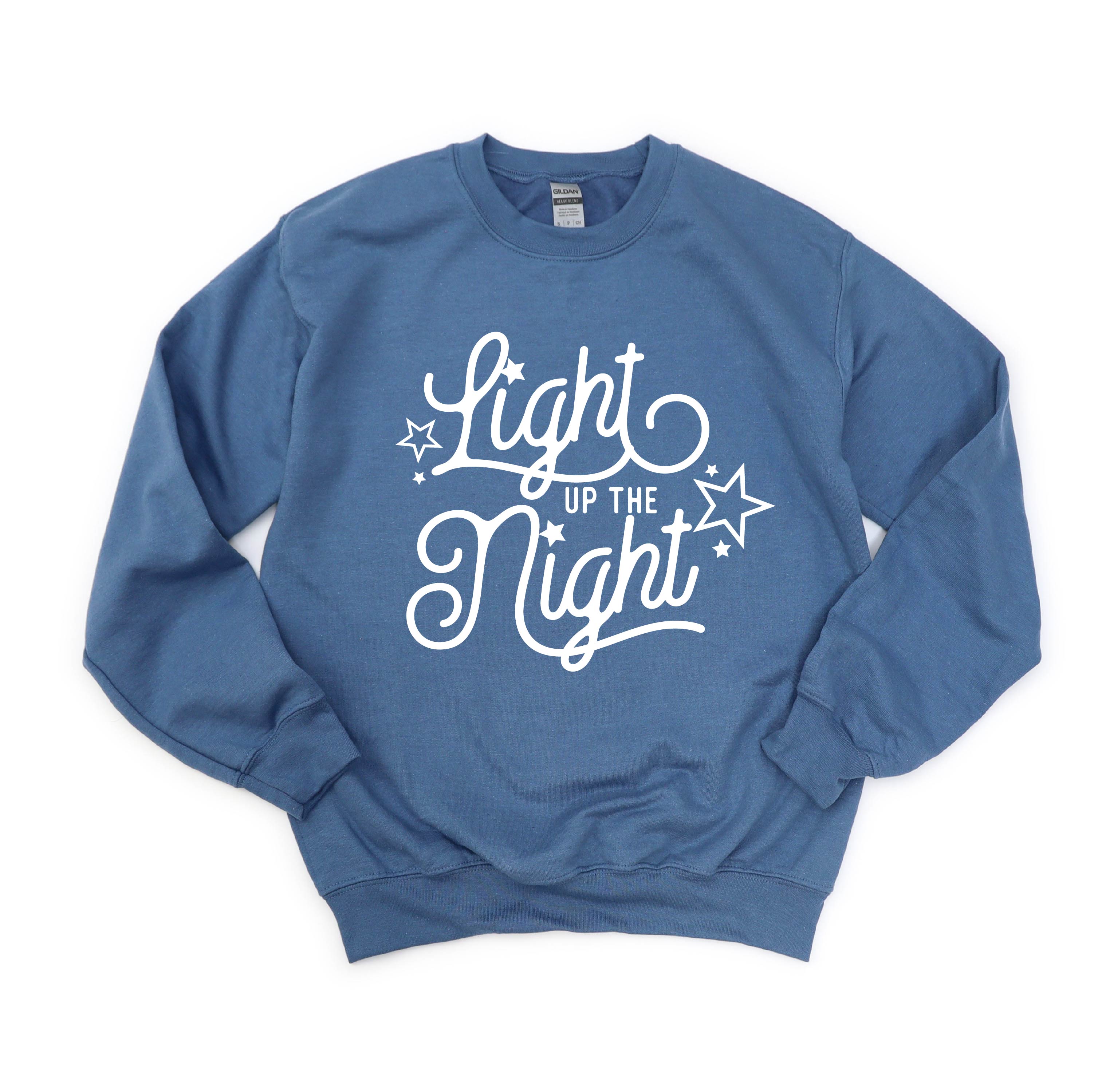 LIGHT UP THE NIGHT - BASIC FLEECE CREWNECK Little Mama Shirt Shop LLC