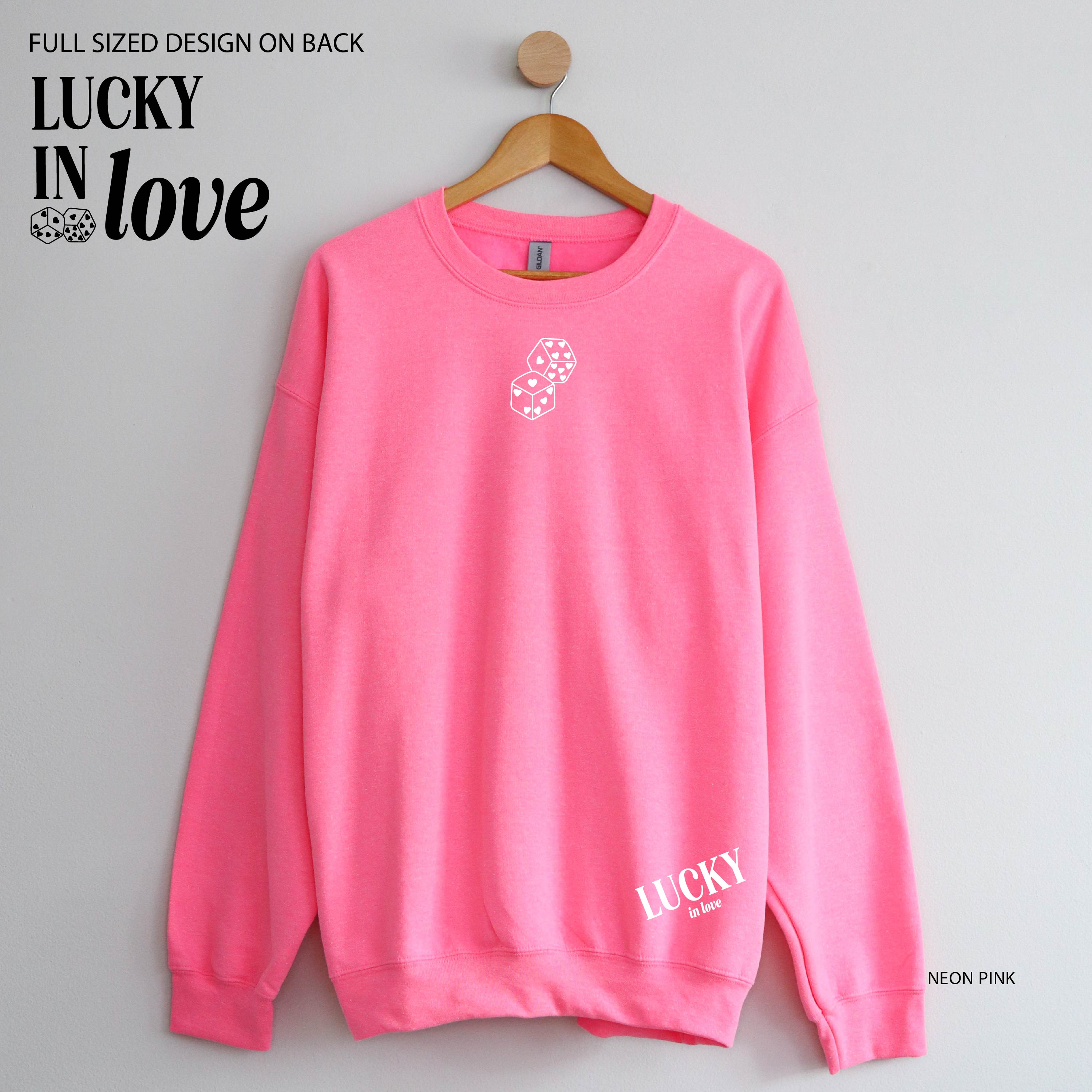Lucky In Love - Dice (center & hd & b) - BASIC Fleece Little Mama Shirt Shop LLC