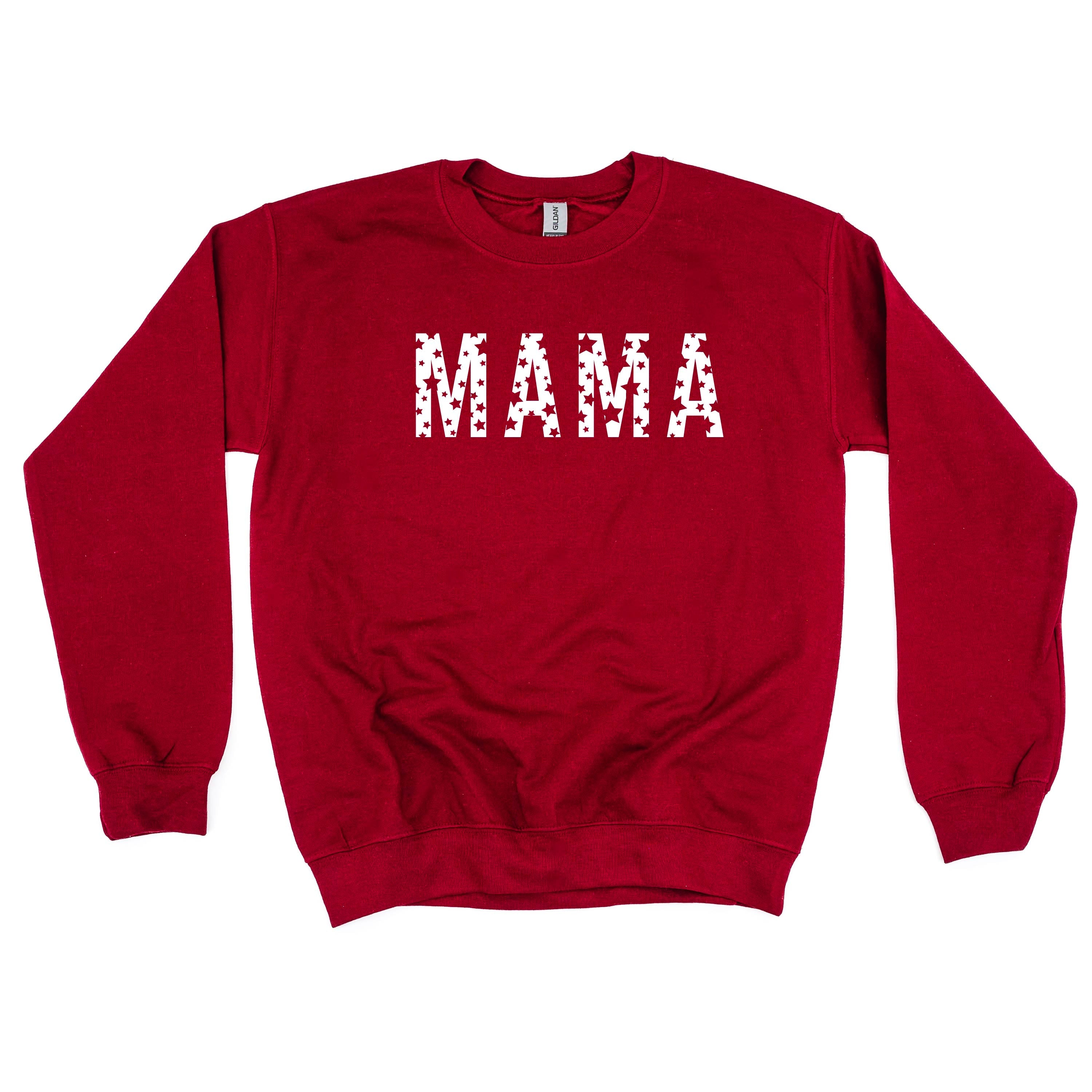 MAMA - STAR PATTERN - BASIC FLEECE CREWNECK Little Mama Shirt Shop LLC