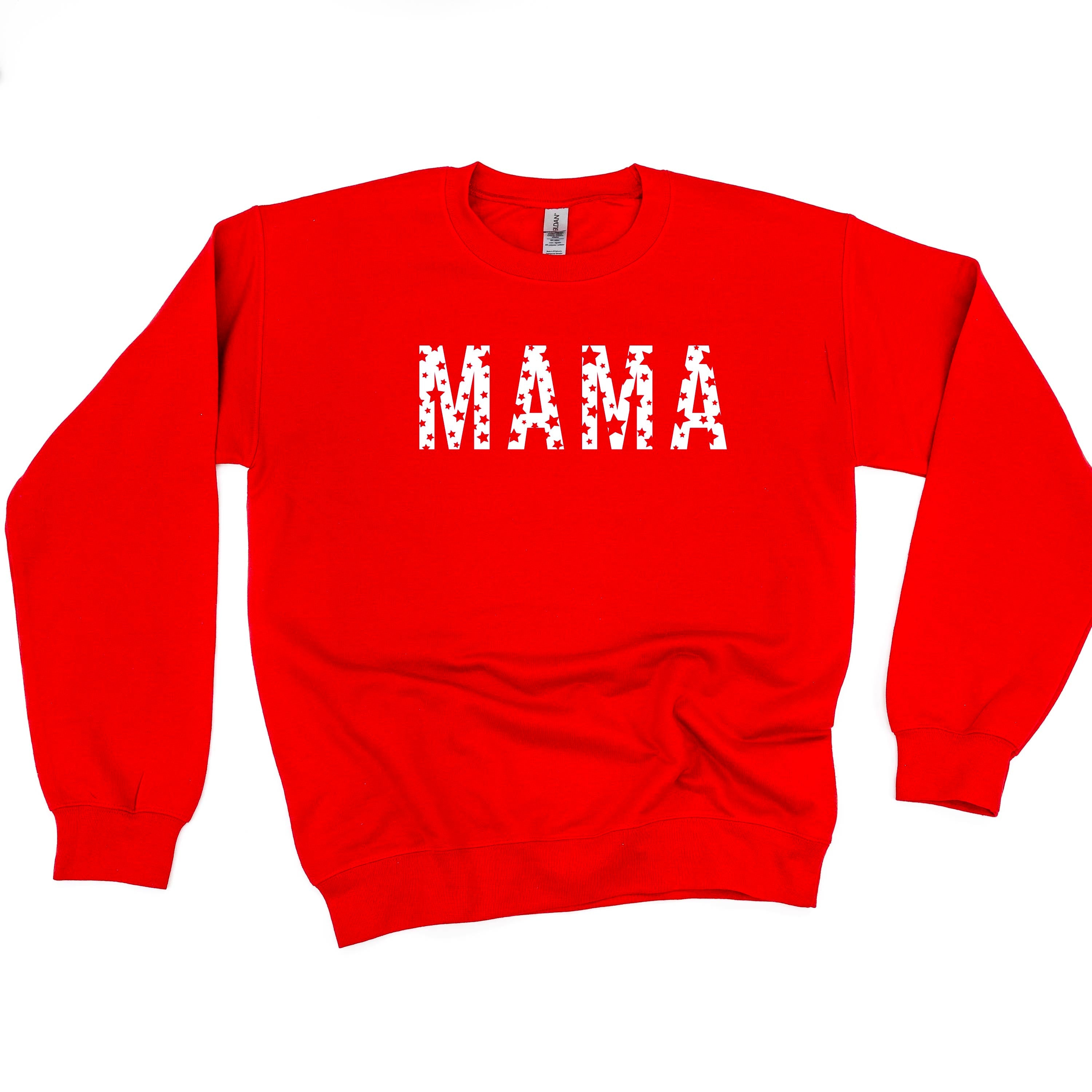 MAMA - STAR PATTERN - BASIC FLEECE CREWNECK Little Mama Shirt Shop LLC