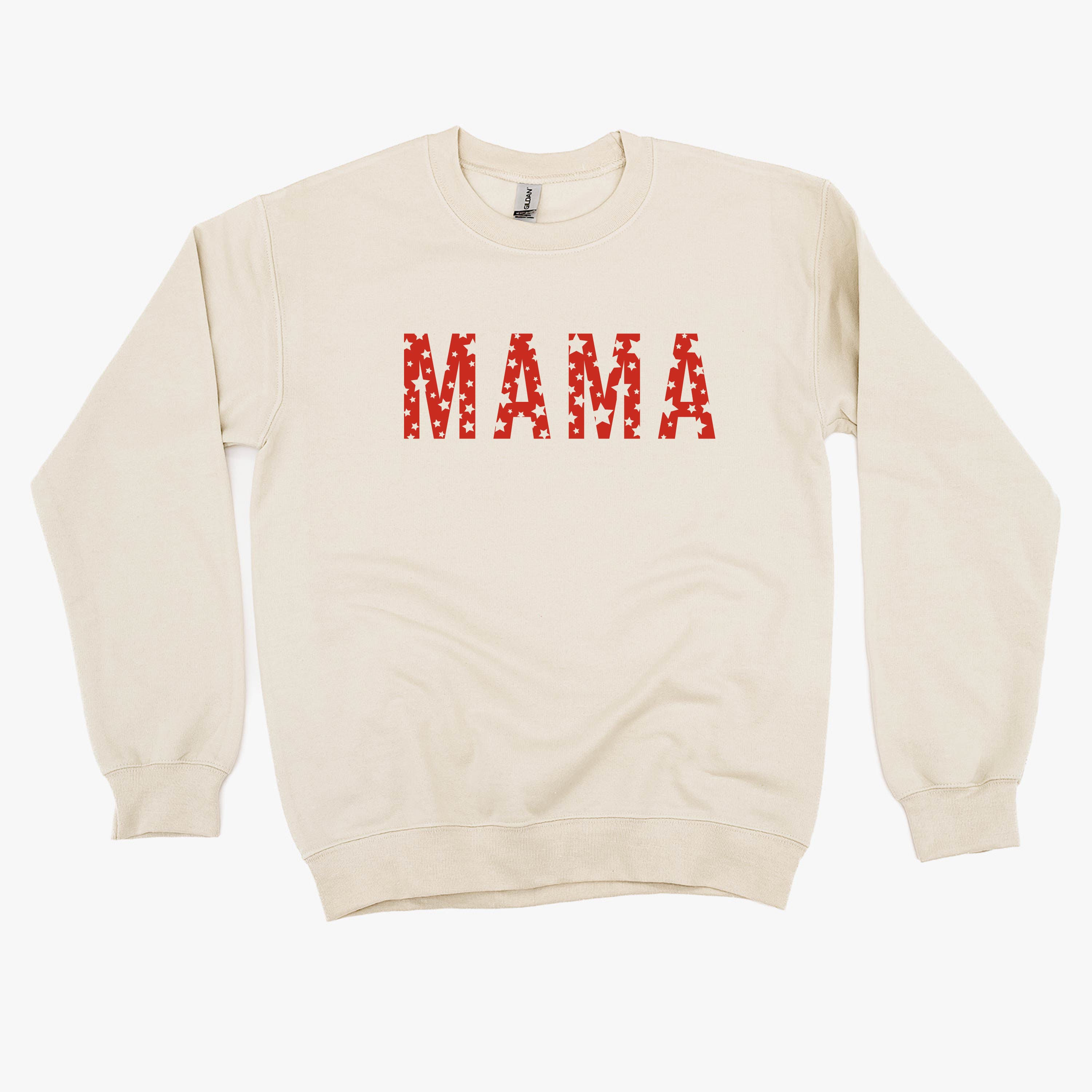 MAMA - STAR PATTERN - BASIC FLEECE CREWNECK Little Mama Shirt Shop LLC