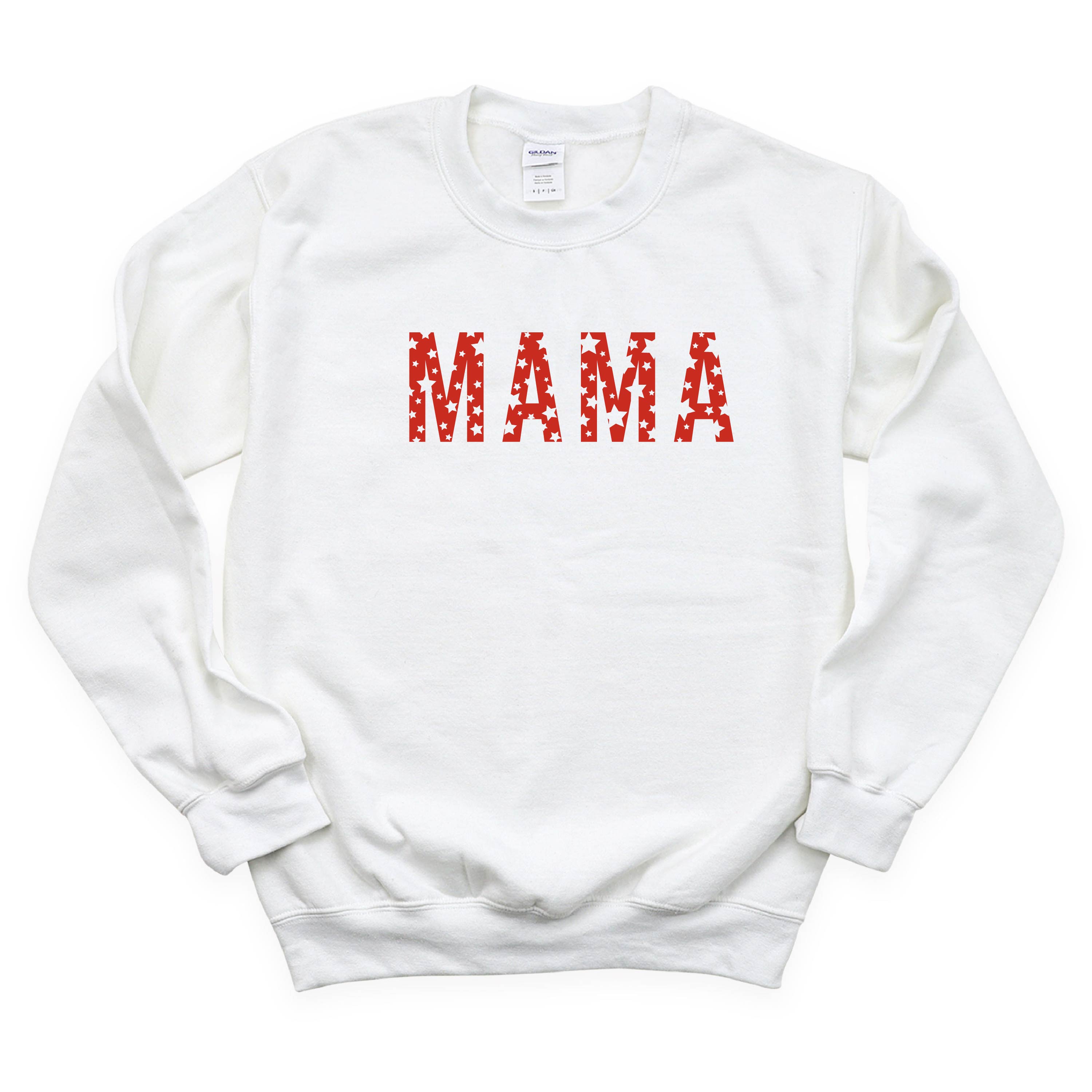 MAMA - STAR PATTERN - BASIC FLEECE CREWNECK Little Mama Shirt Shop LLC
