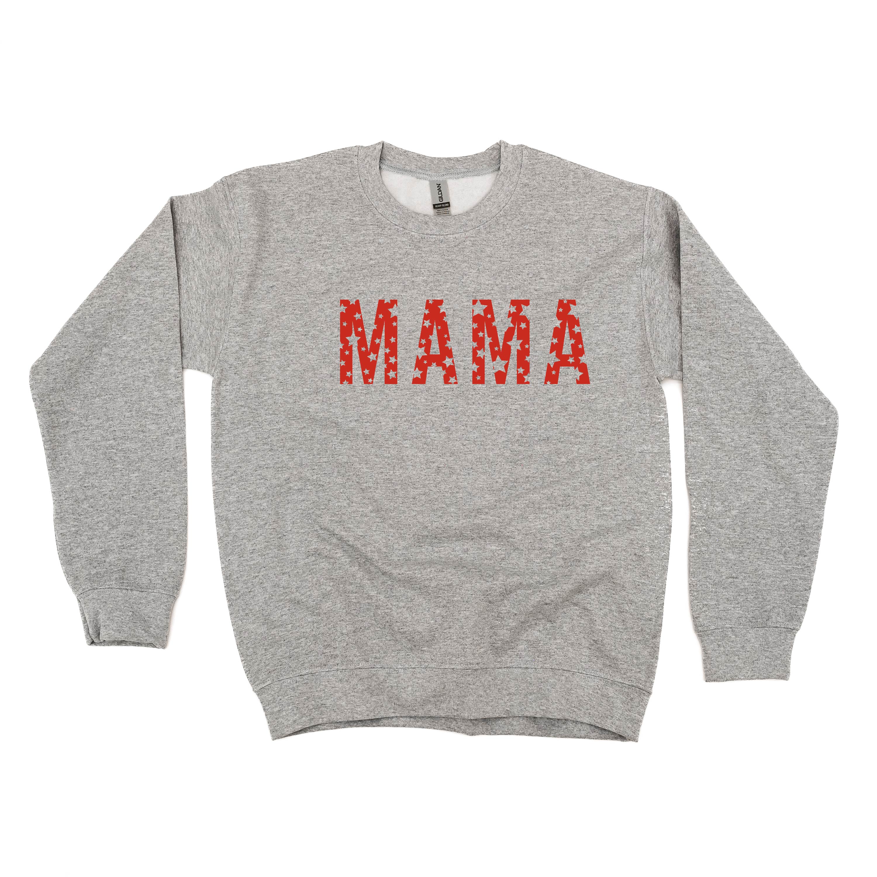 MAMA - STAR PATTERN - BASIC FLEECE CREWNECK Little Mama Shirt Shop LLC