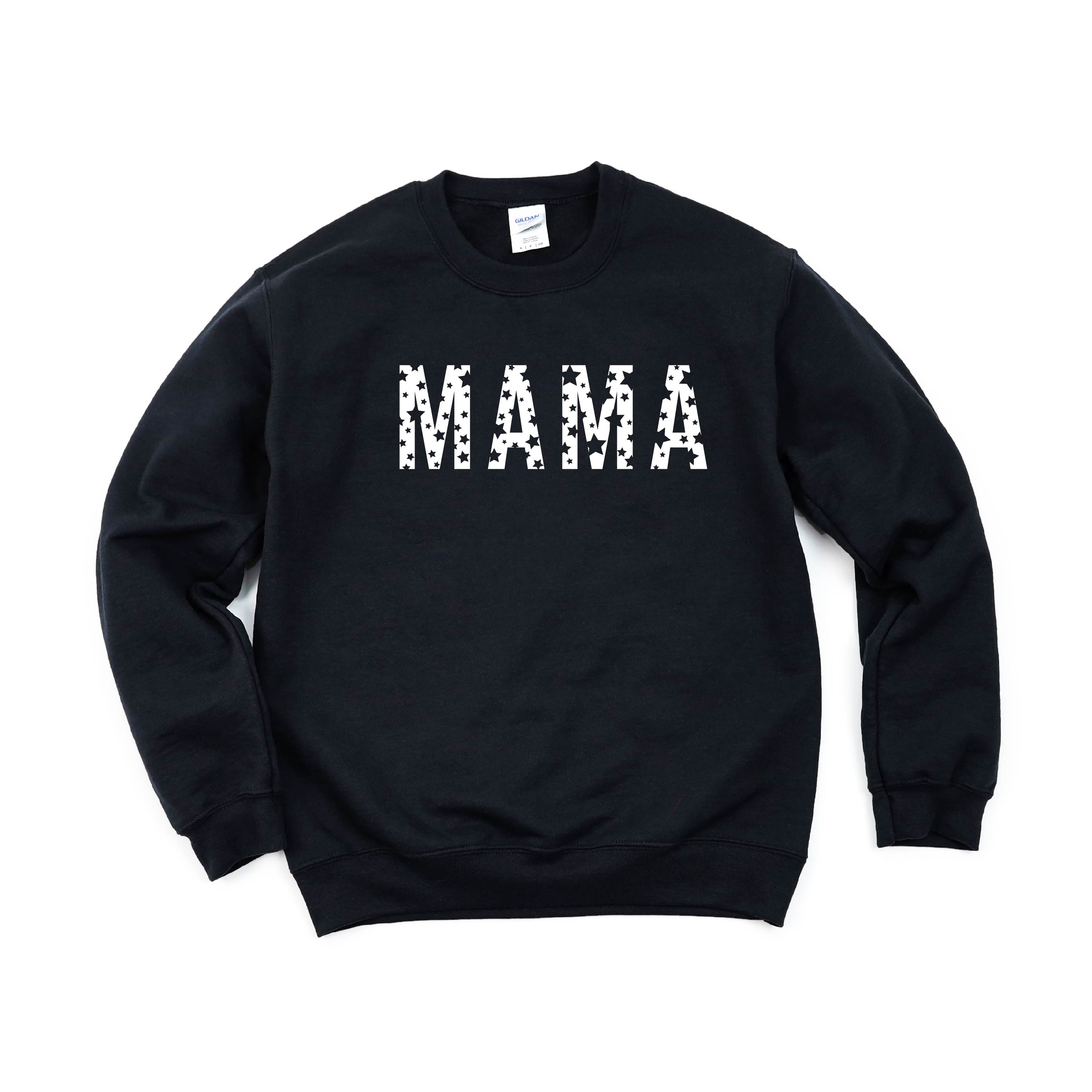 MAMA - STAR PATTERN - BASIC FLEECE CREWNECK Little Mama Shirt Shop LLC