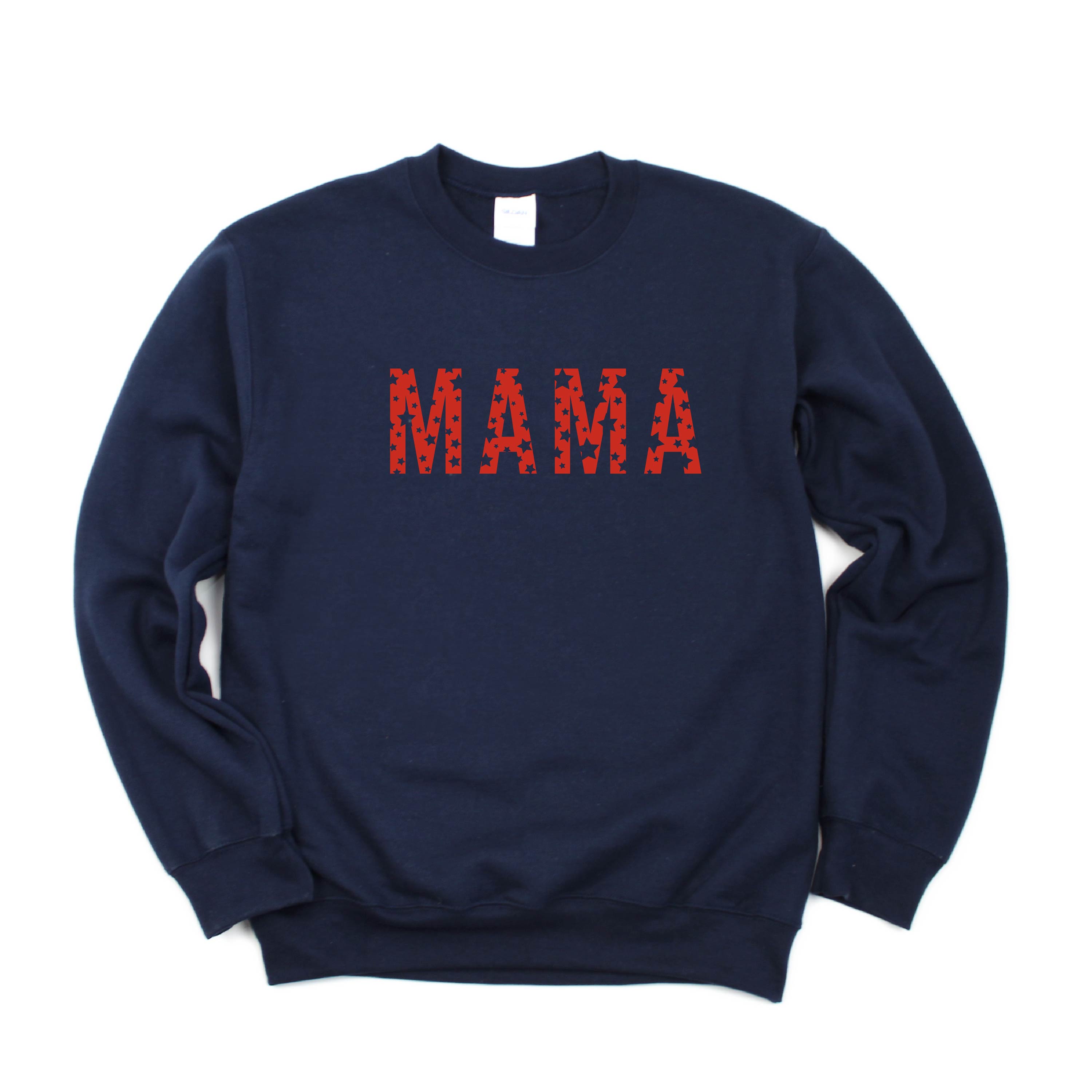 MAMA - STAR PATTERN - BASIC FLEECE CREWNECK Little Mama Shirt Shop LLC