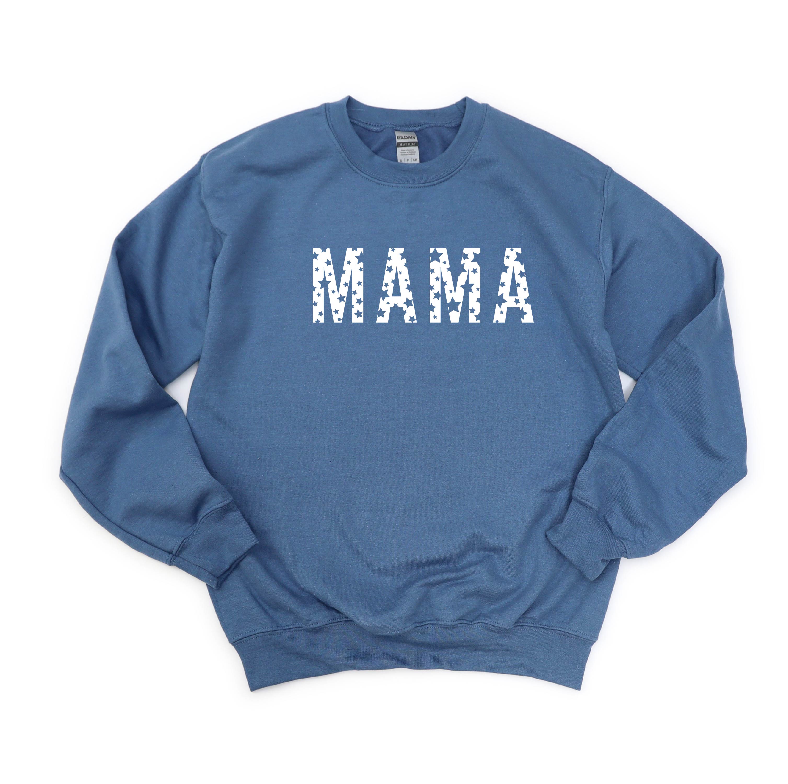 MAMA - STAR PATTERN - BASIC FLEECE CREWNECK Little Mama Shirt Shop LLC